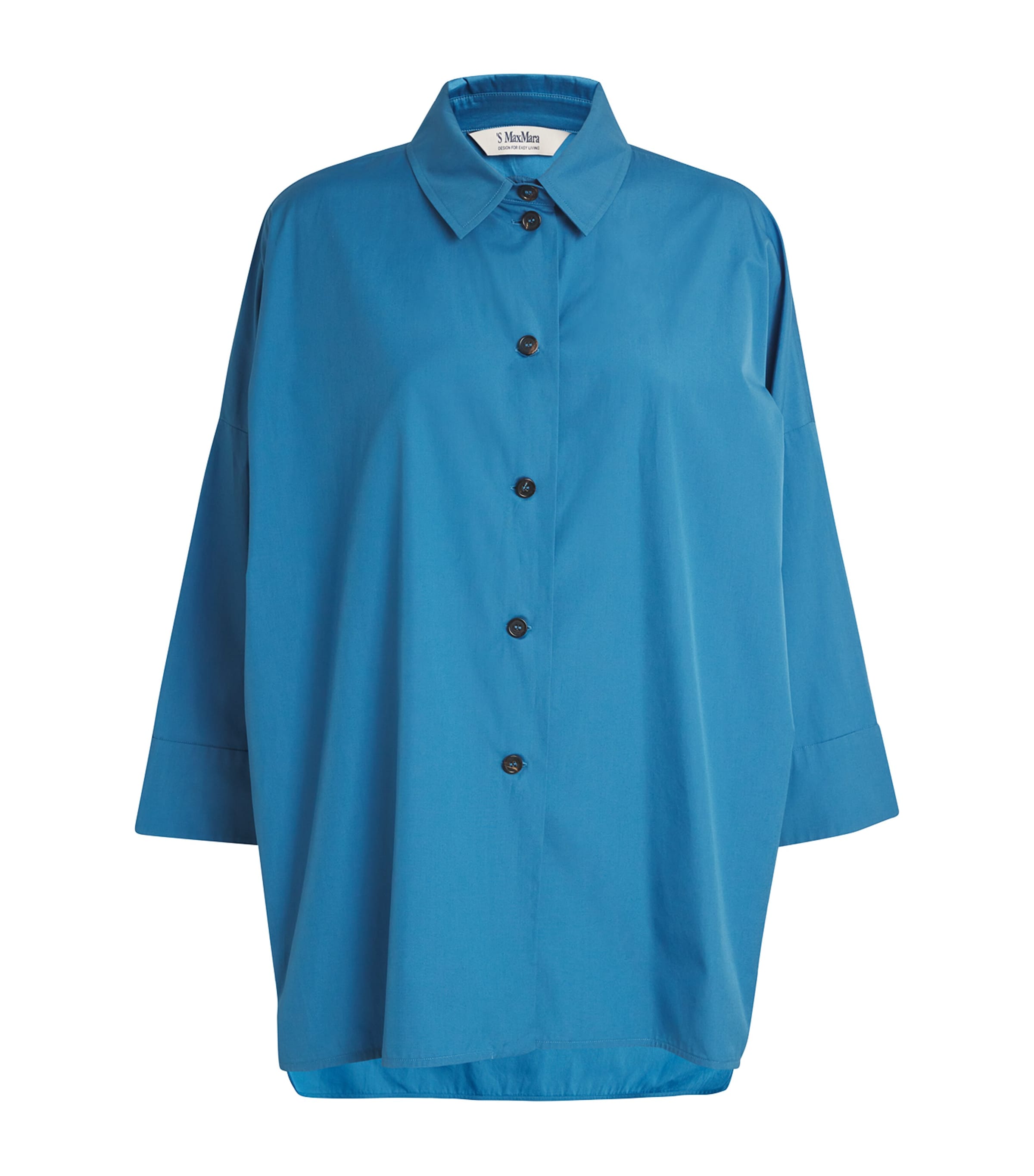 Shop Max Mara Cotton Poplin Shirt In Blue