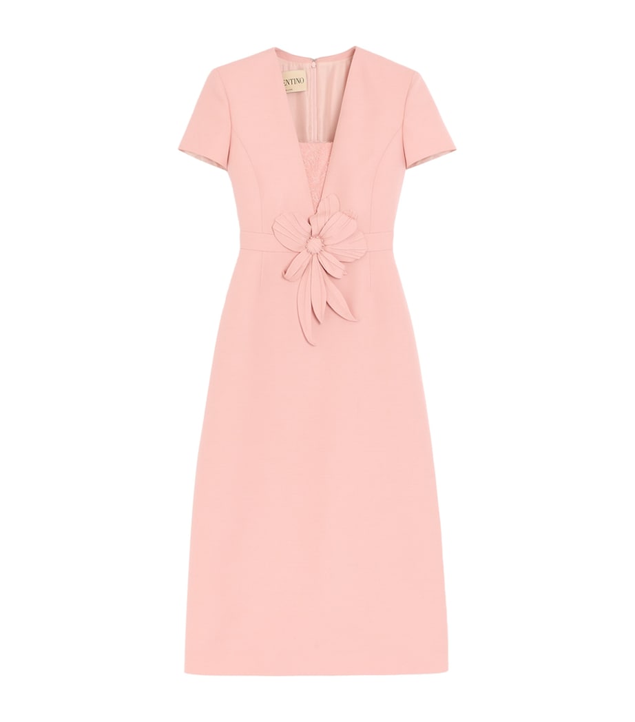 Valentino Womens Wool-Silk Floral Midi Dress Image 1