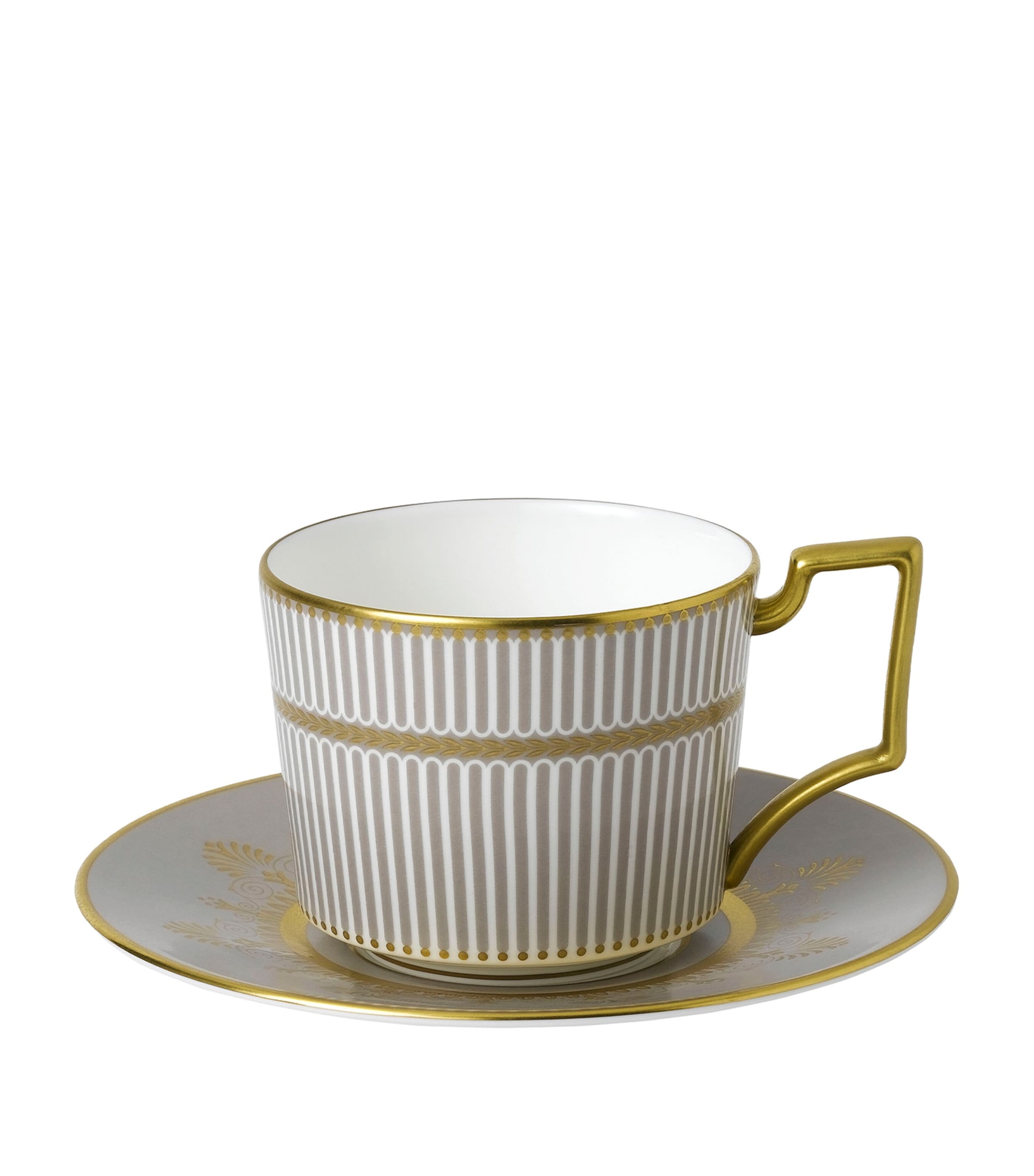 Wedgwood Anthemion Grey Teacup And Saucer In Grey