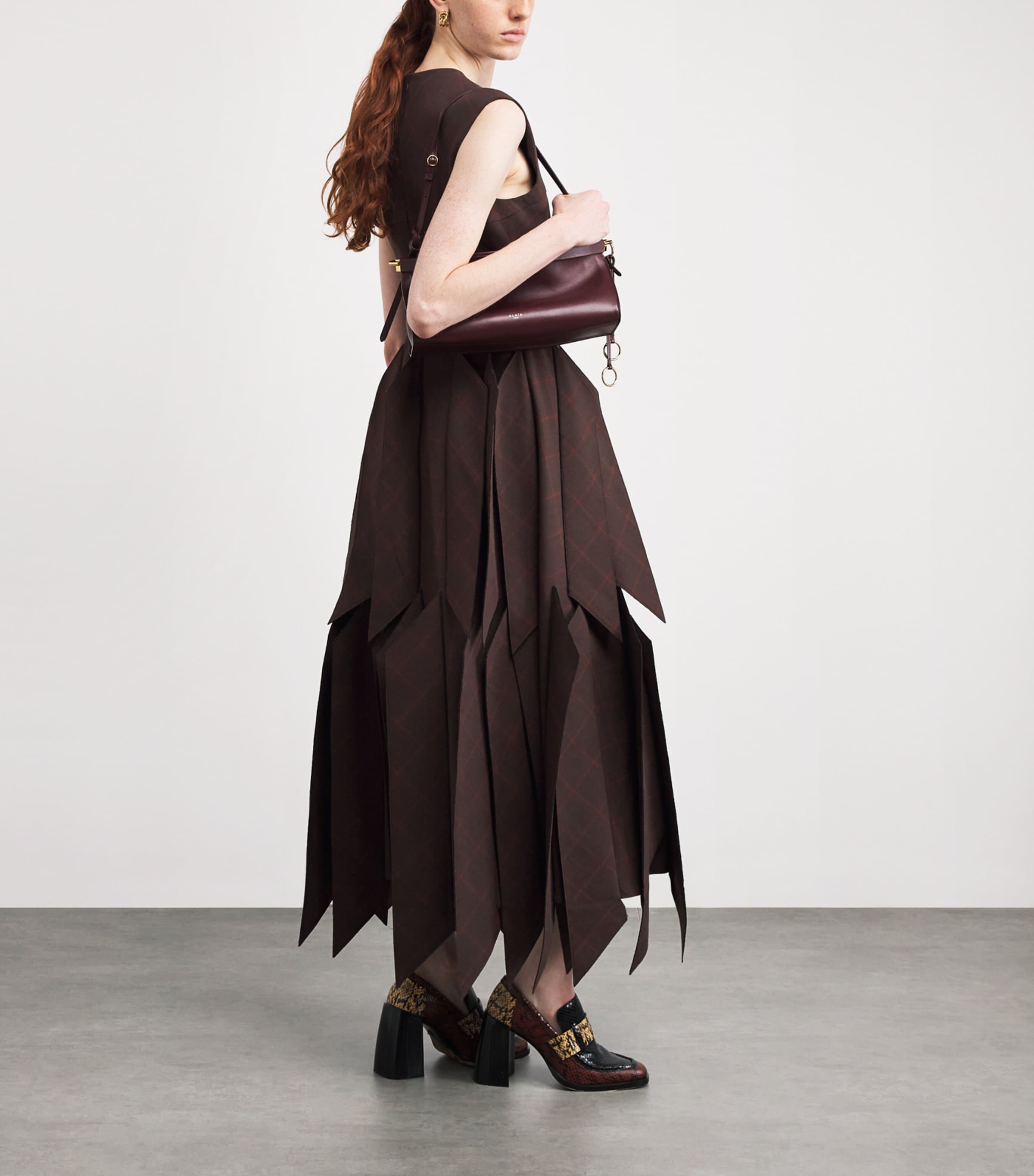 Panel Appliqué Midi Dress BROWN Image 2