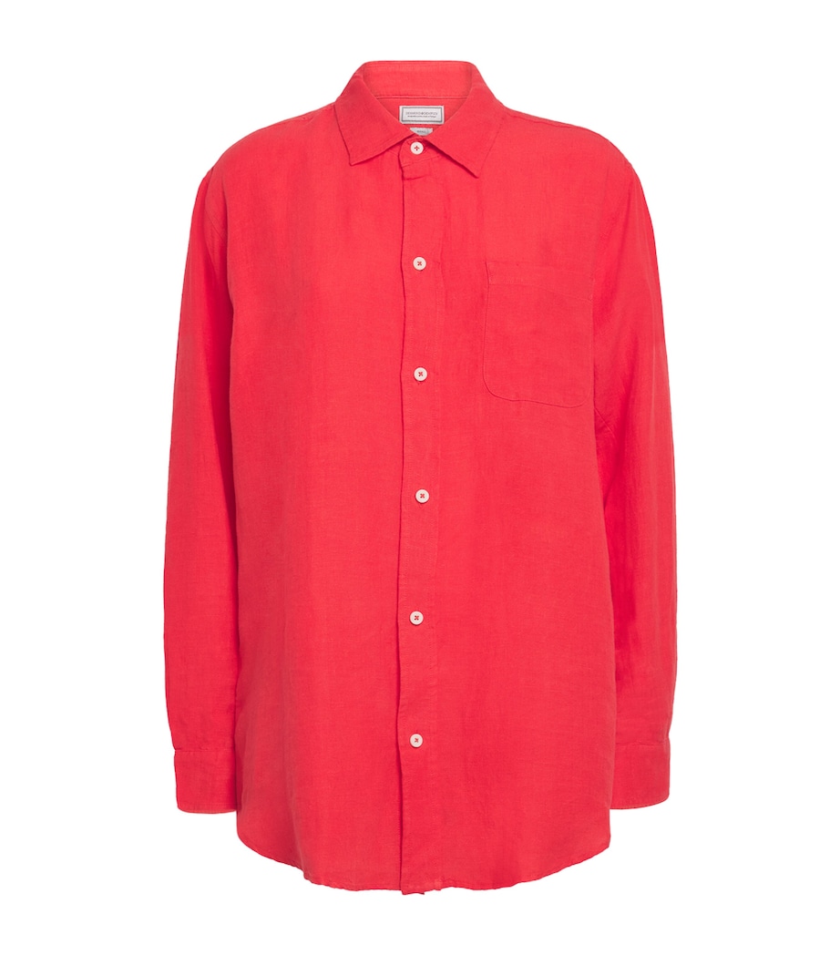 Linen Pyjama Shirt RED Image 1