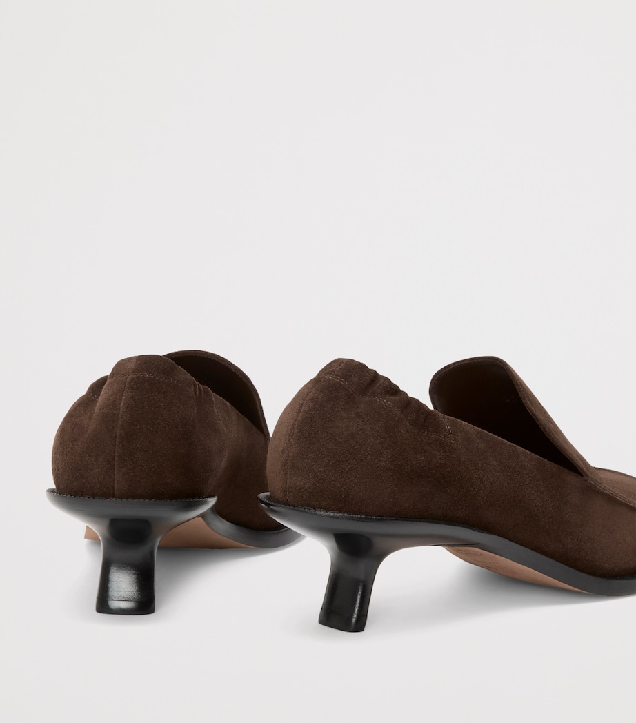 Suede Flex Heeled Loafers 45 DARK BROWN Image 5