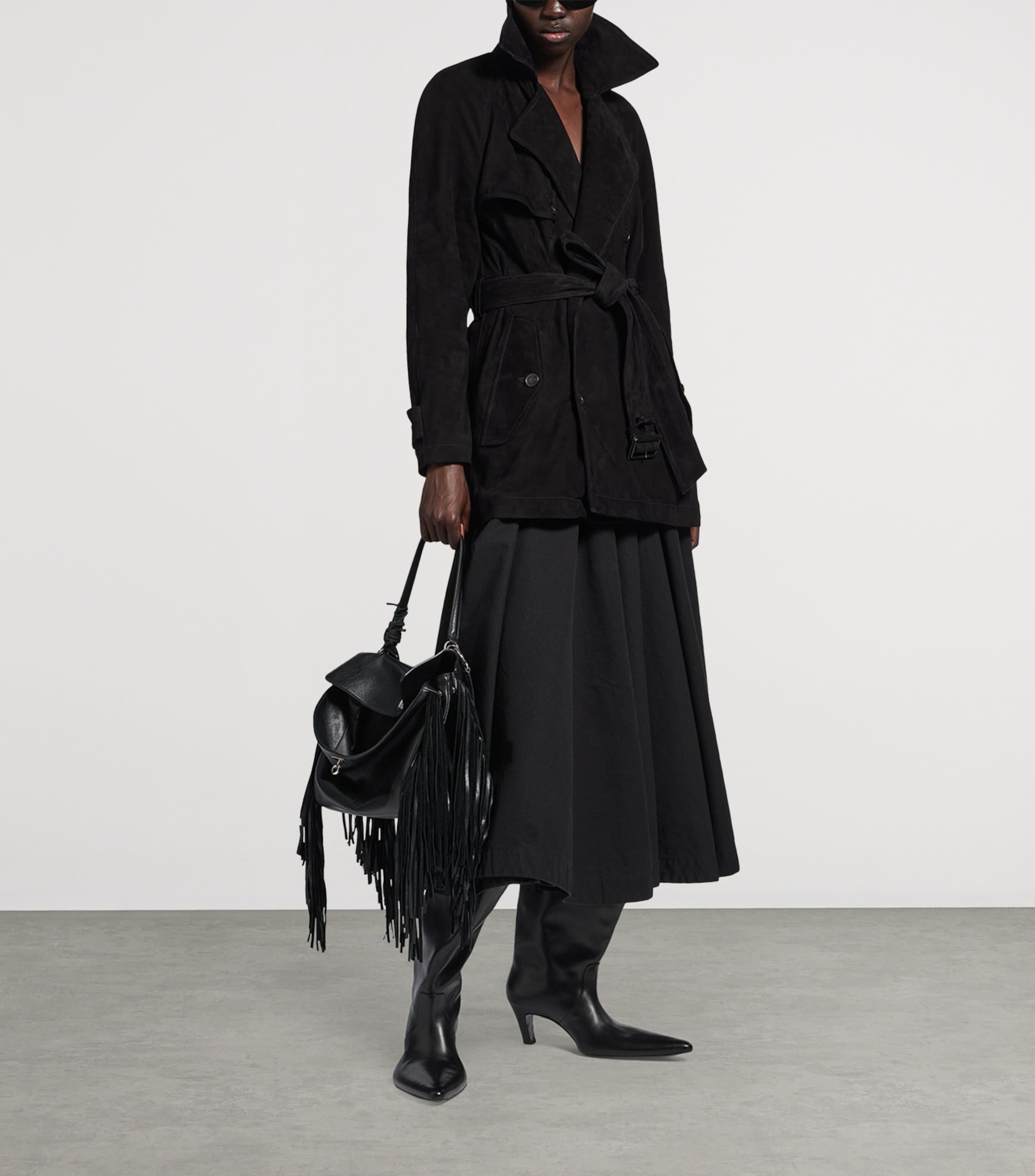 Lambskin Suede Short Trench Coat 1000 Image 2