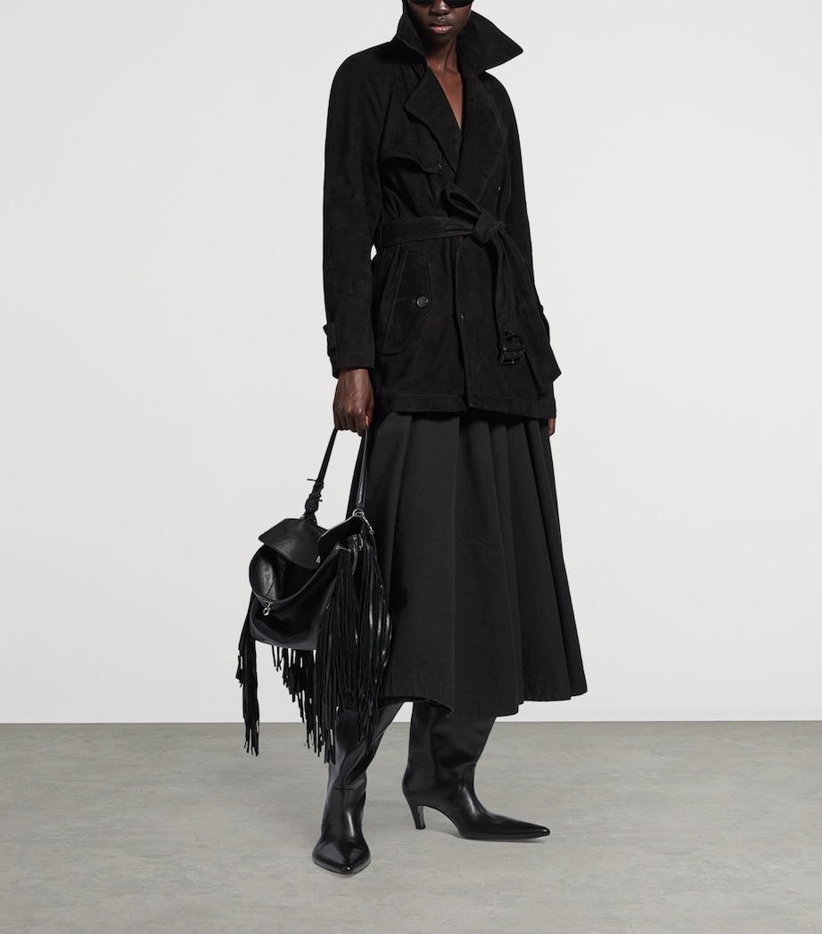 Lambskin Suede Short Trench Coat 1000 Image 2