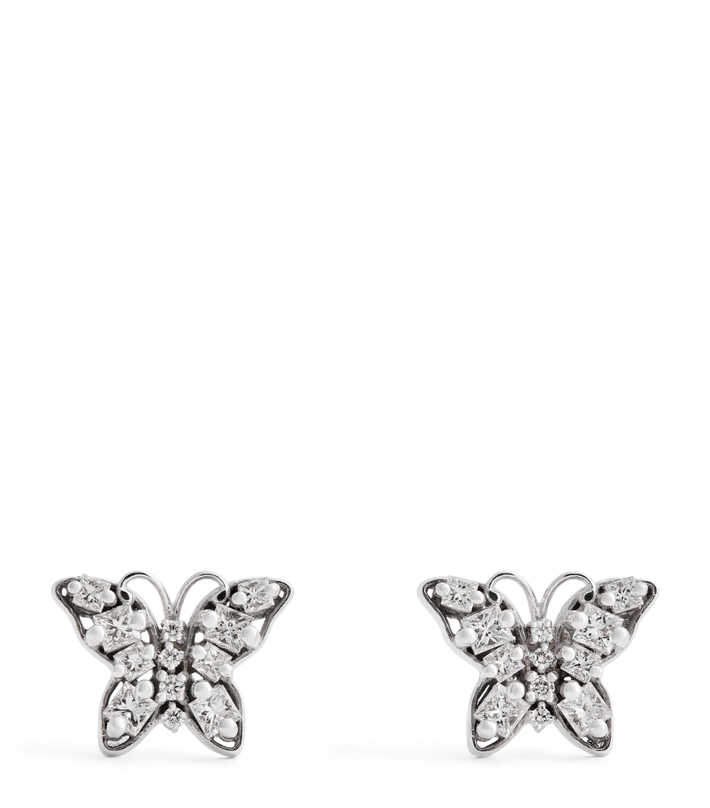 Suzanne Kalan White Gold and Diamond Princess Mini Butterfly Stud Earrings Wg/wd Image 1