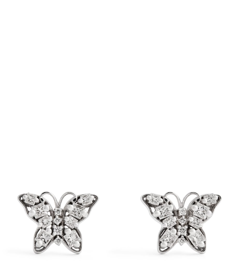 Suzanne Kalan White Gold and Diamond Princess Mini Butterfly Stud Earrings Wg/wd Image 1