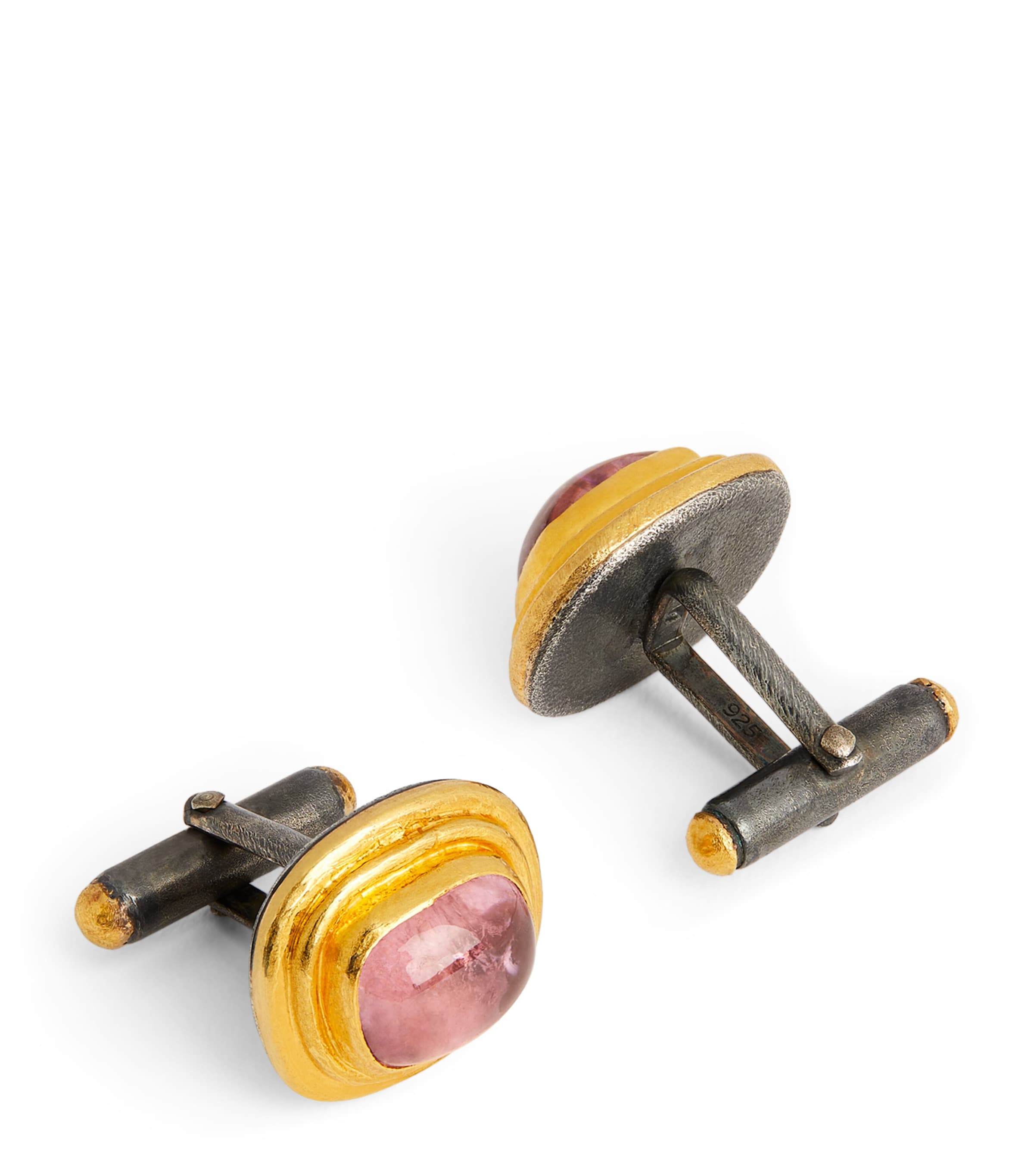 Brooski Gold And Pink Tourmaline Cufflinks