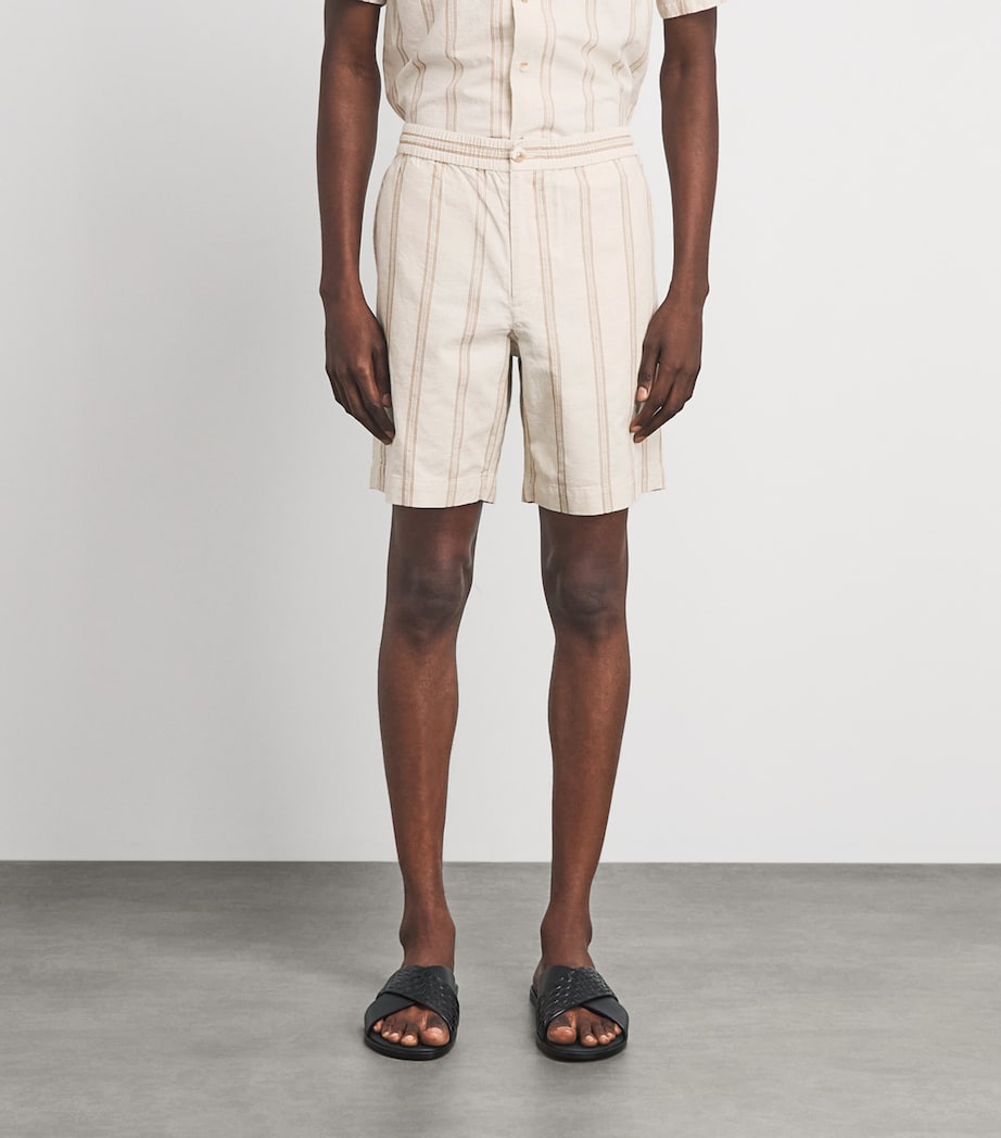 Vince Mens Cotton-Hemp Stripe Shorts Midland/smock White Image 4