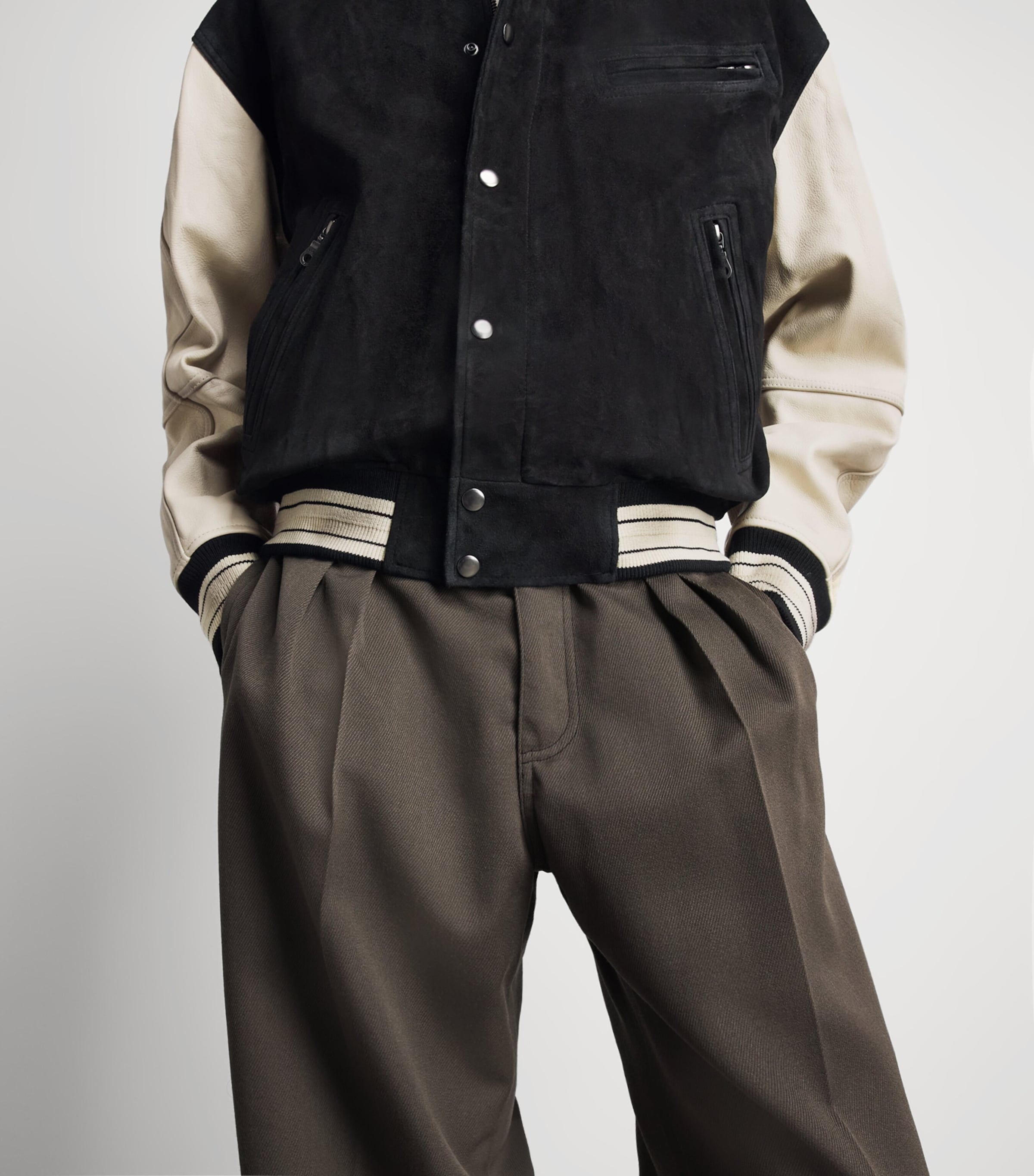 Coor Mens Suede Varsity Jacket Black Image 3