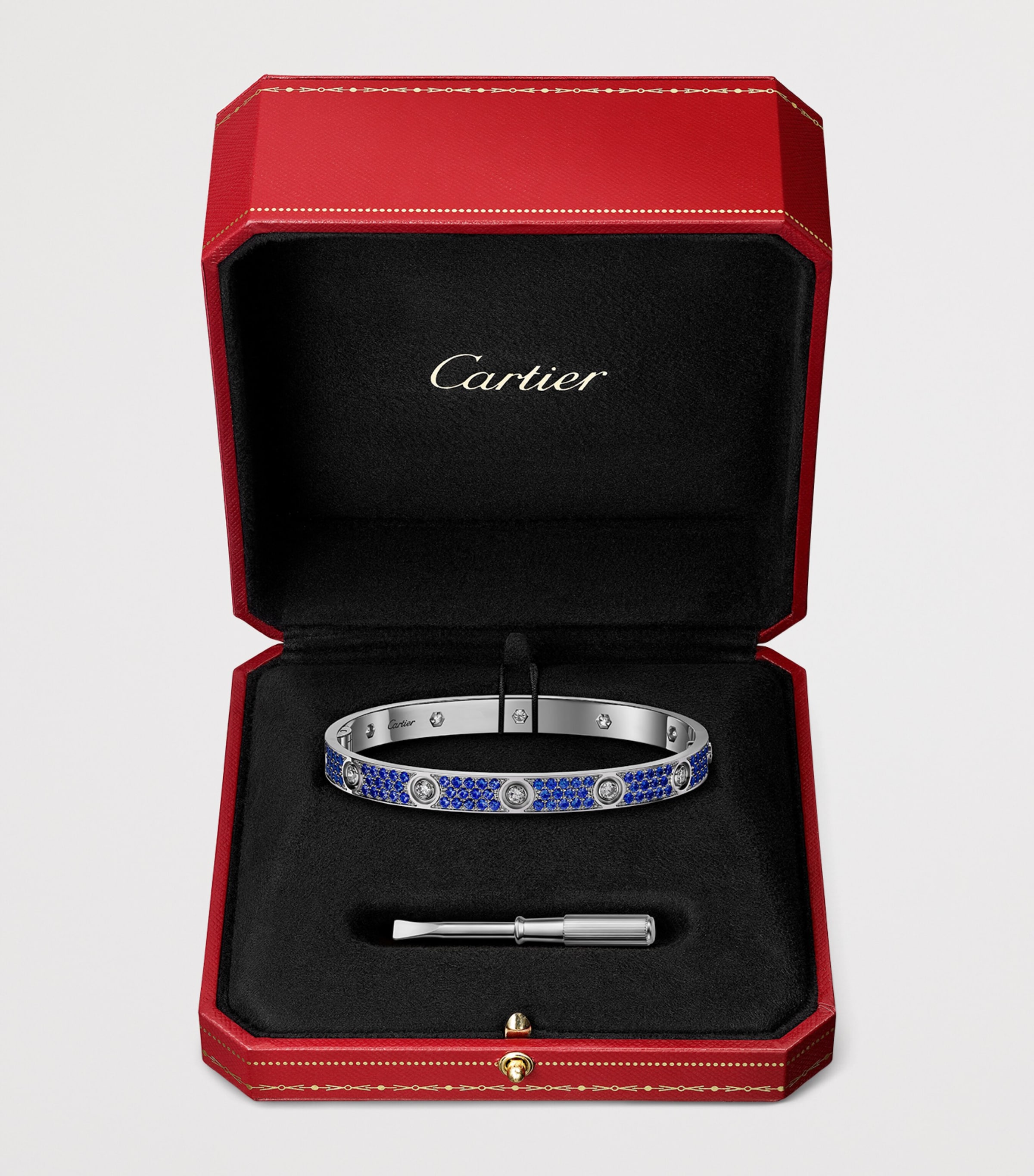 Cartier White Gold, Diamond and Sapphire Classic LOVE Bracelet White Gold Image 6