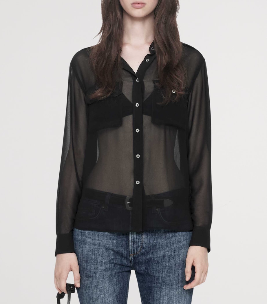 AllSaints Womens Maven Shirt Sheer Black Image 3