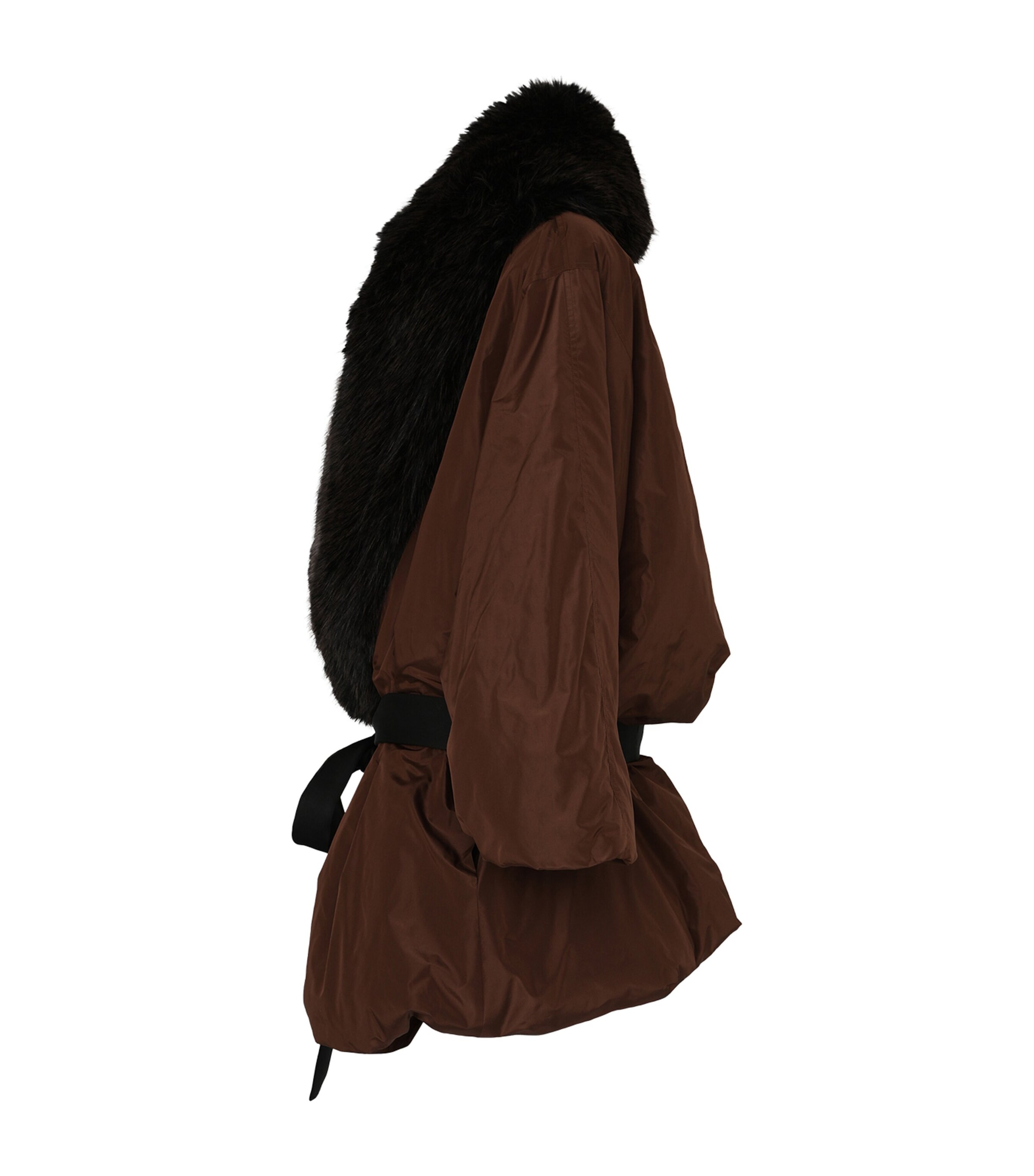 Saint Laurent Womens Silk Belted Coat Image 4