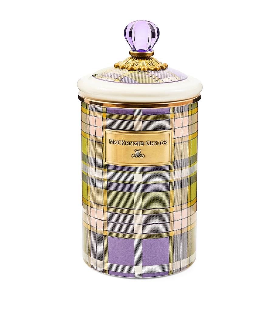 MacKenzie-Childs Large Steel Violet Check Canister (25cm) Violet Image 1