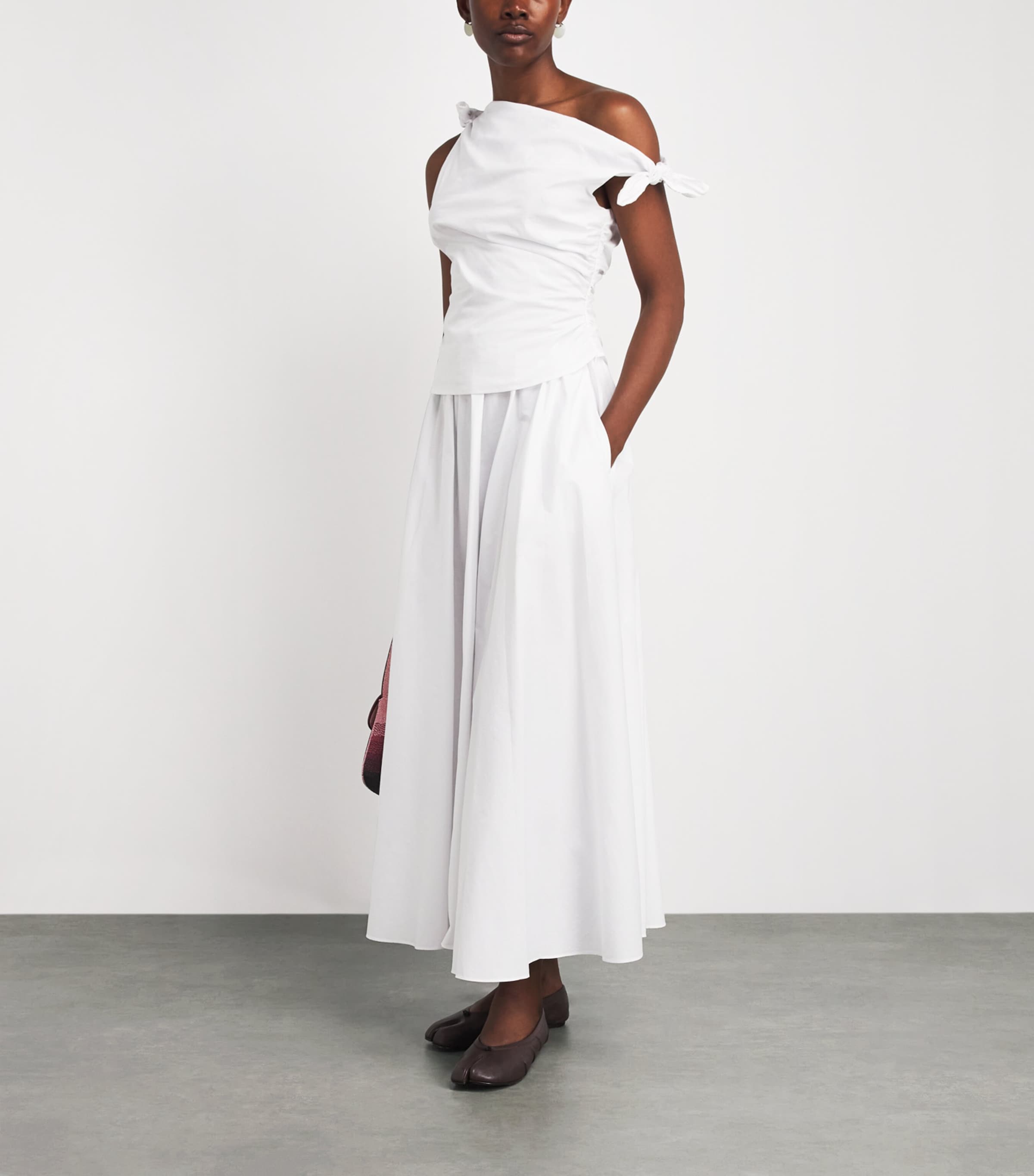 STAUD Womens Bellaria Asymmetric Top Wht White Image 2