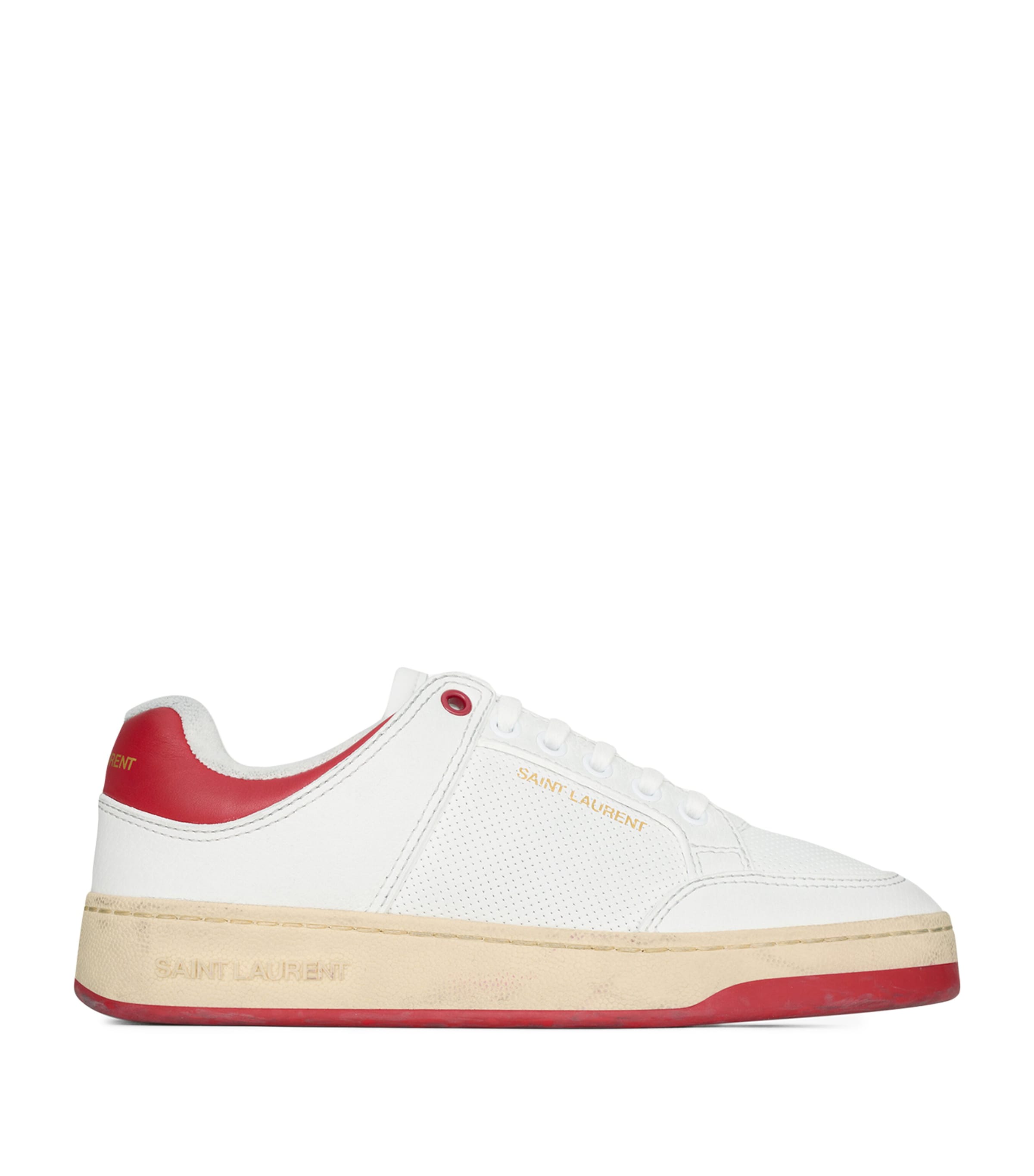 Shop Saint Laurent Leather Sl/61 Sneakers In White