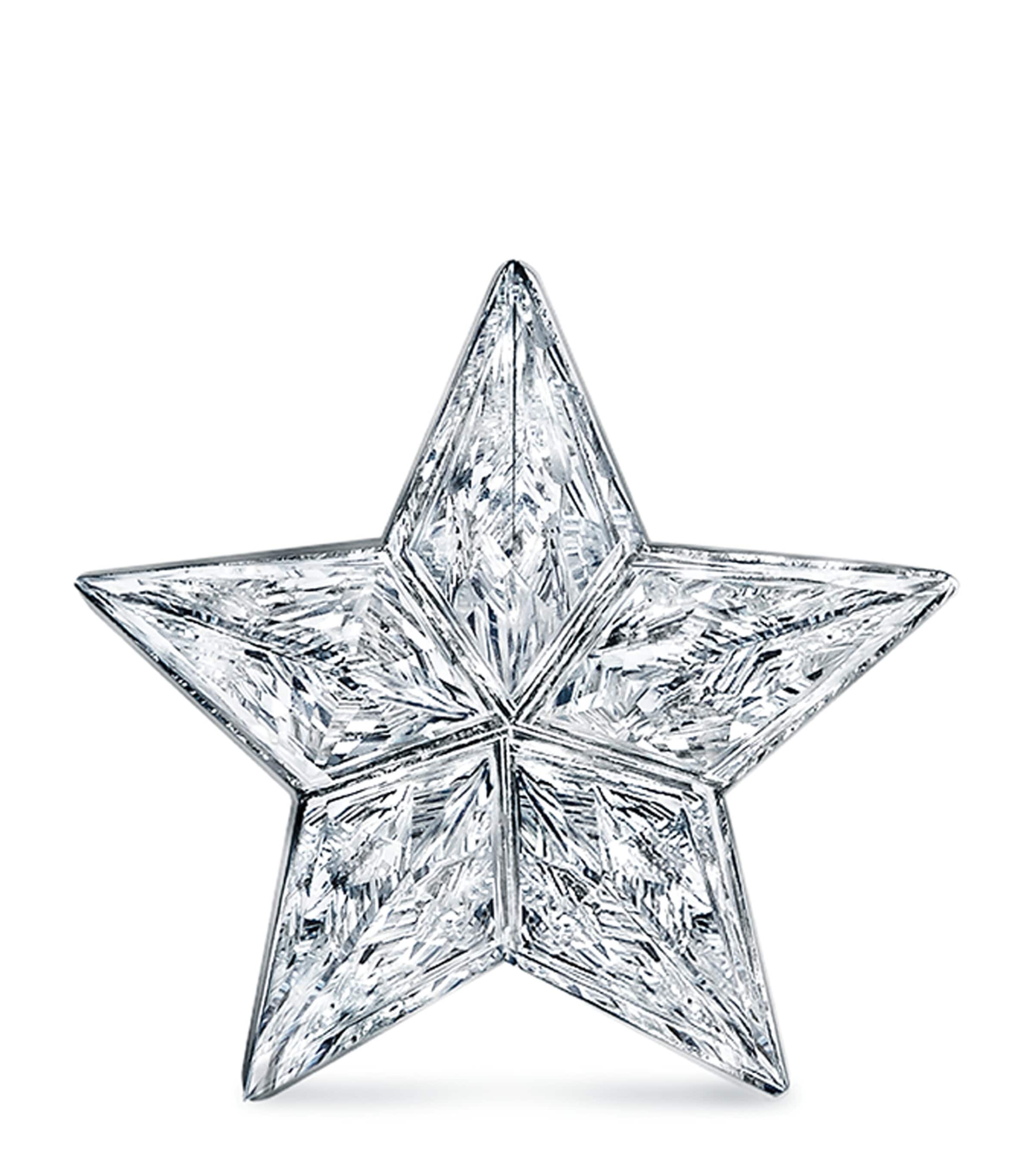 Invisible Set Diamond Star Stud Earring (7mm) WHITE GOLD Image 2