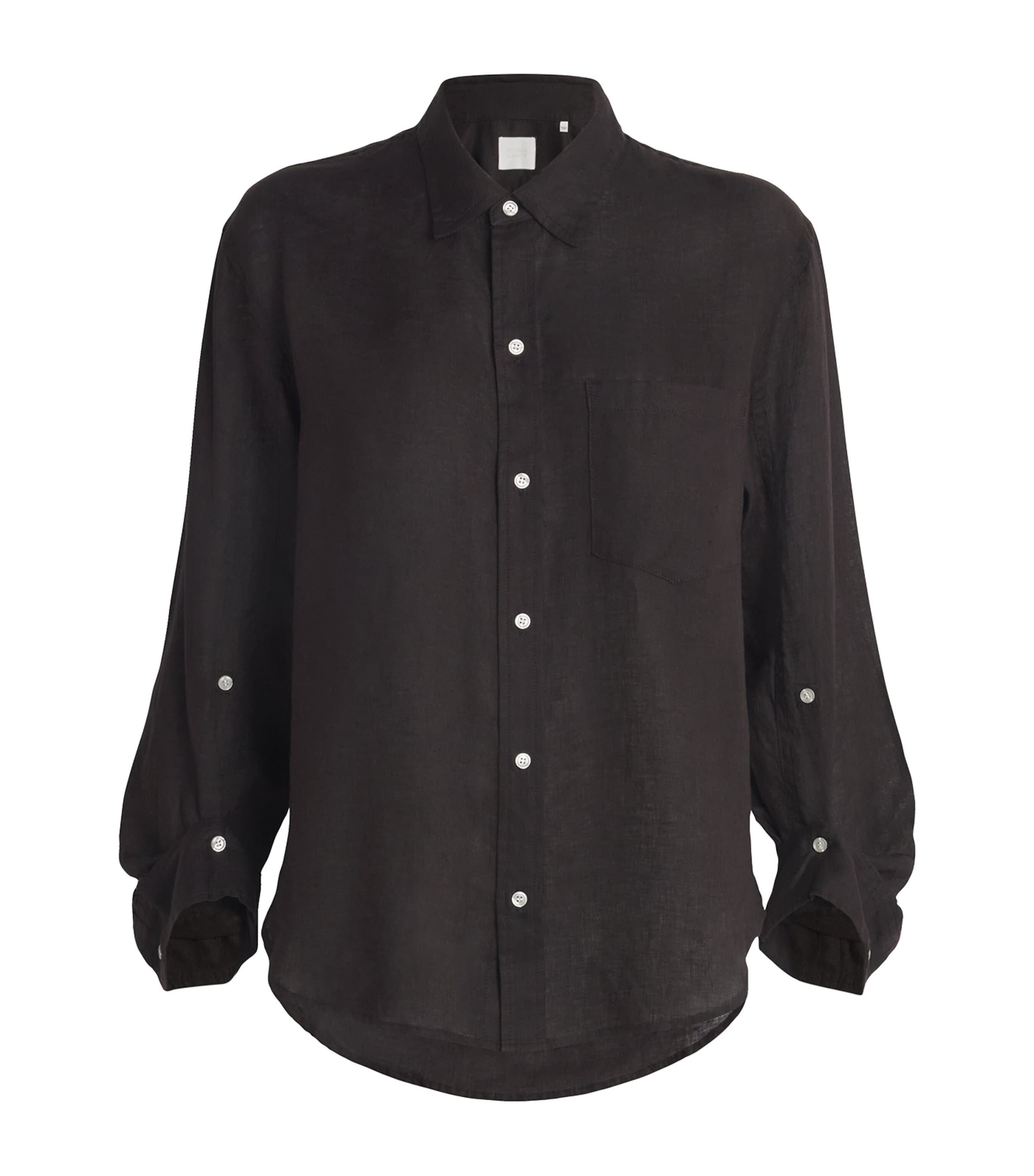 Citizen Of Humanity Linen Shrunken Kayla Shirt In Black