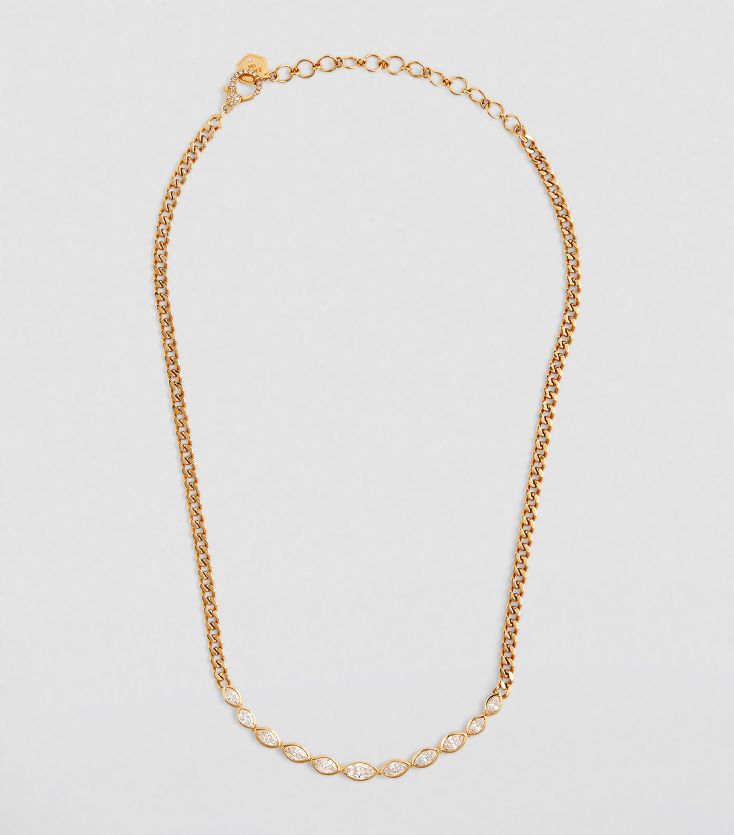 SHAY Yellow Gold and Diamond Marquise Bezel Necklace Yellow Gold Image 2