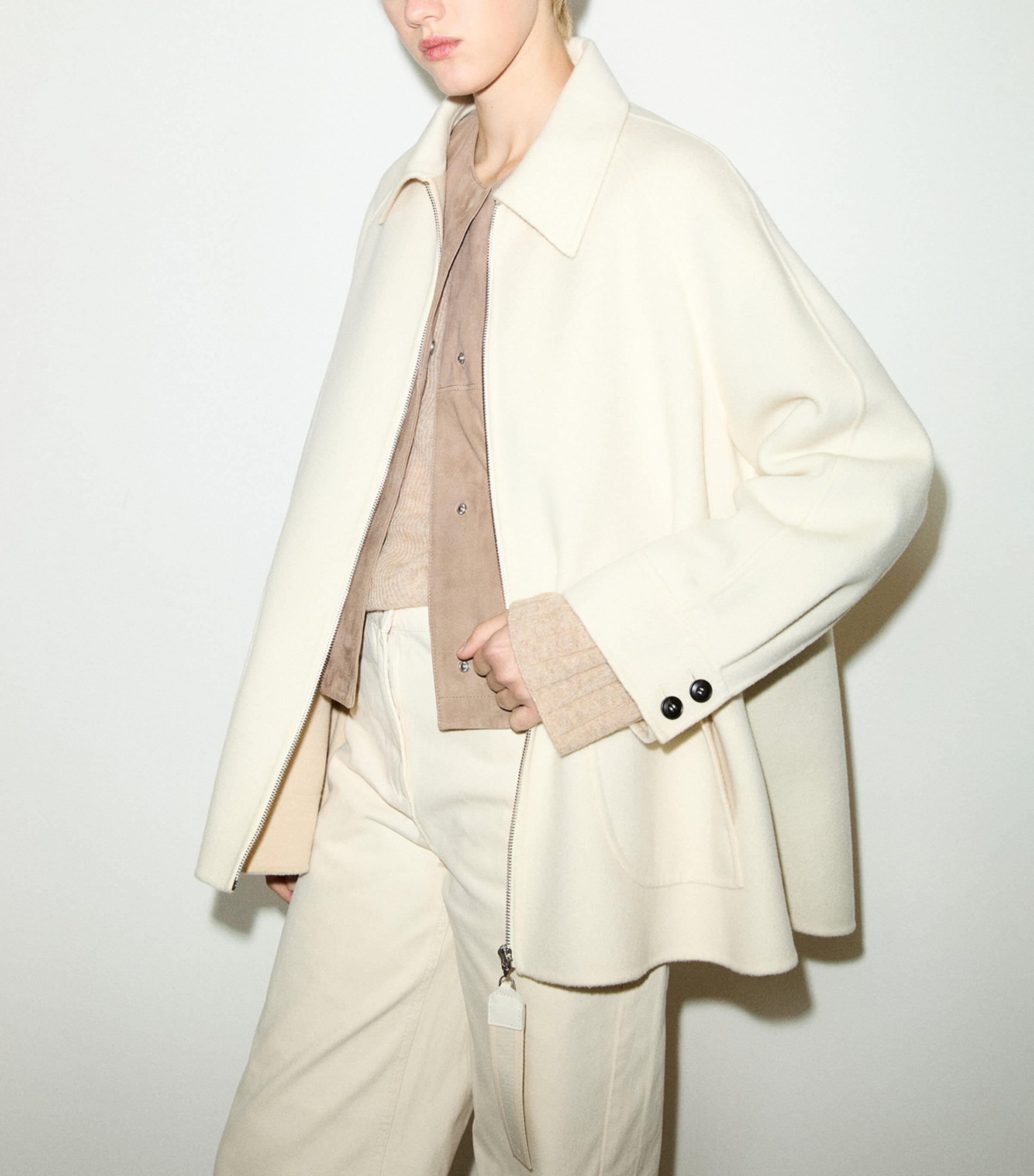 MAX&Co. Womens Virgin Wool A-Line Coat Wool White Image 2