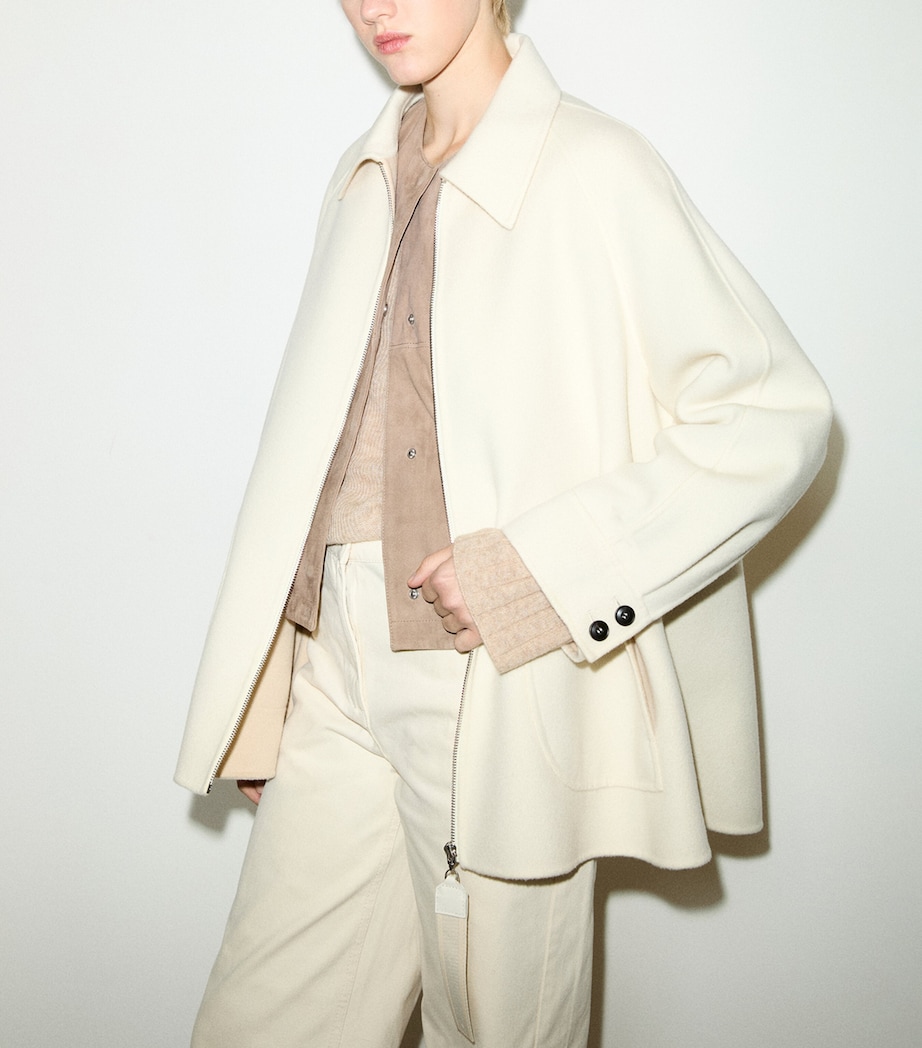 MAX&Co. Womens Virgin Wool A-Line Coat Wool White Image 2