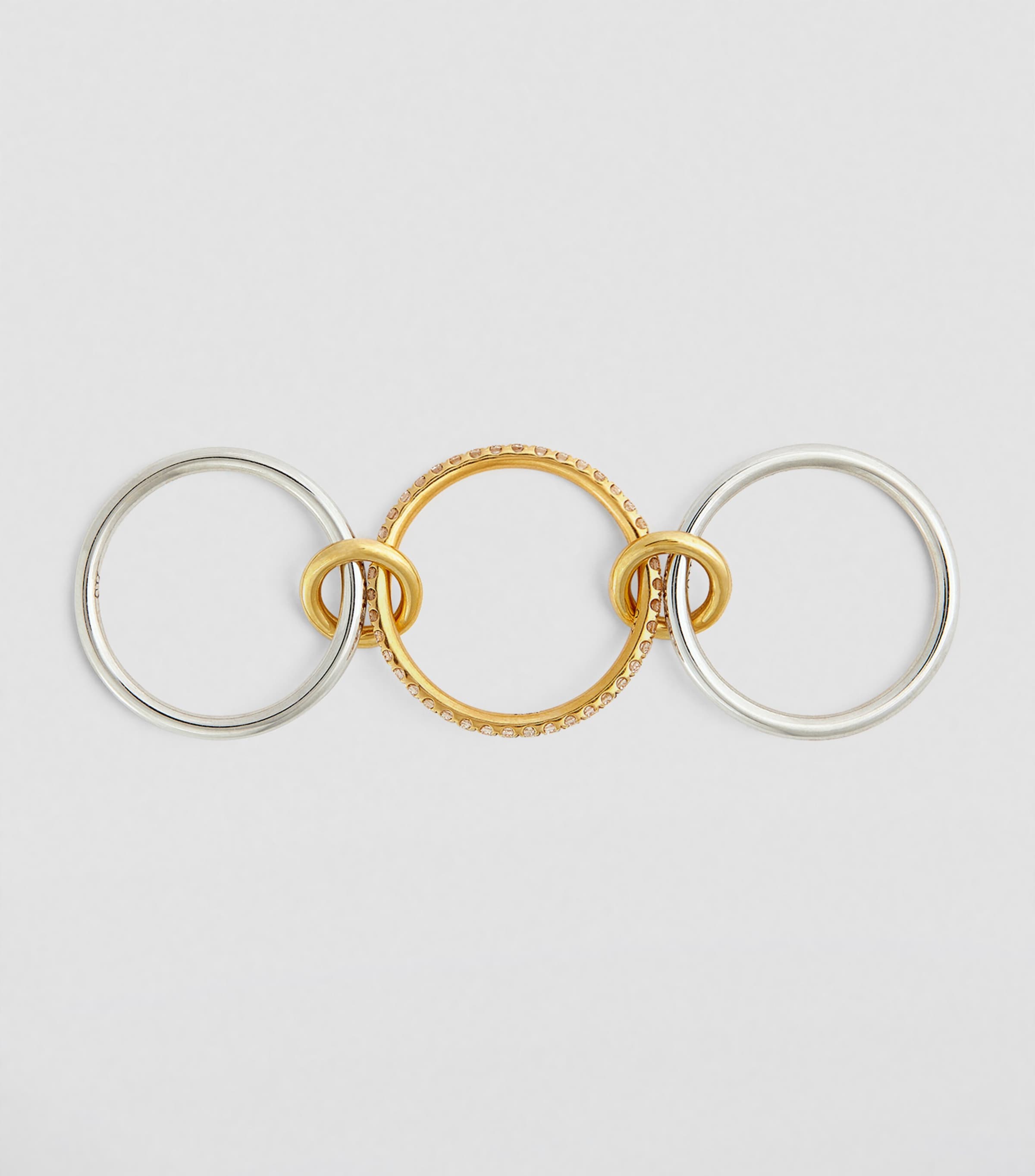 Mixed Gold and Diamond Sonny 3-Band Ring (Size 6) YELLOW GOLD Image 2