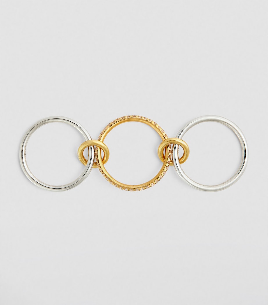 Mixed Gold and Diamond Sonny 3-Band Ring (Size 6) YELLOW GOLD Image 2