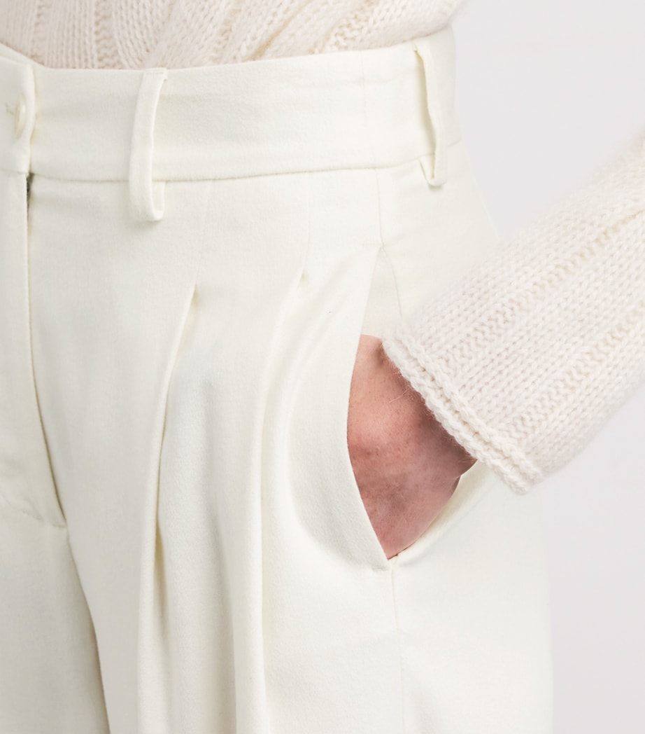 Kid Cashmere Wide-Leg Tailored Trousers 12218 WHITE Image 6
