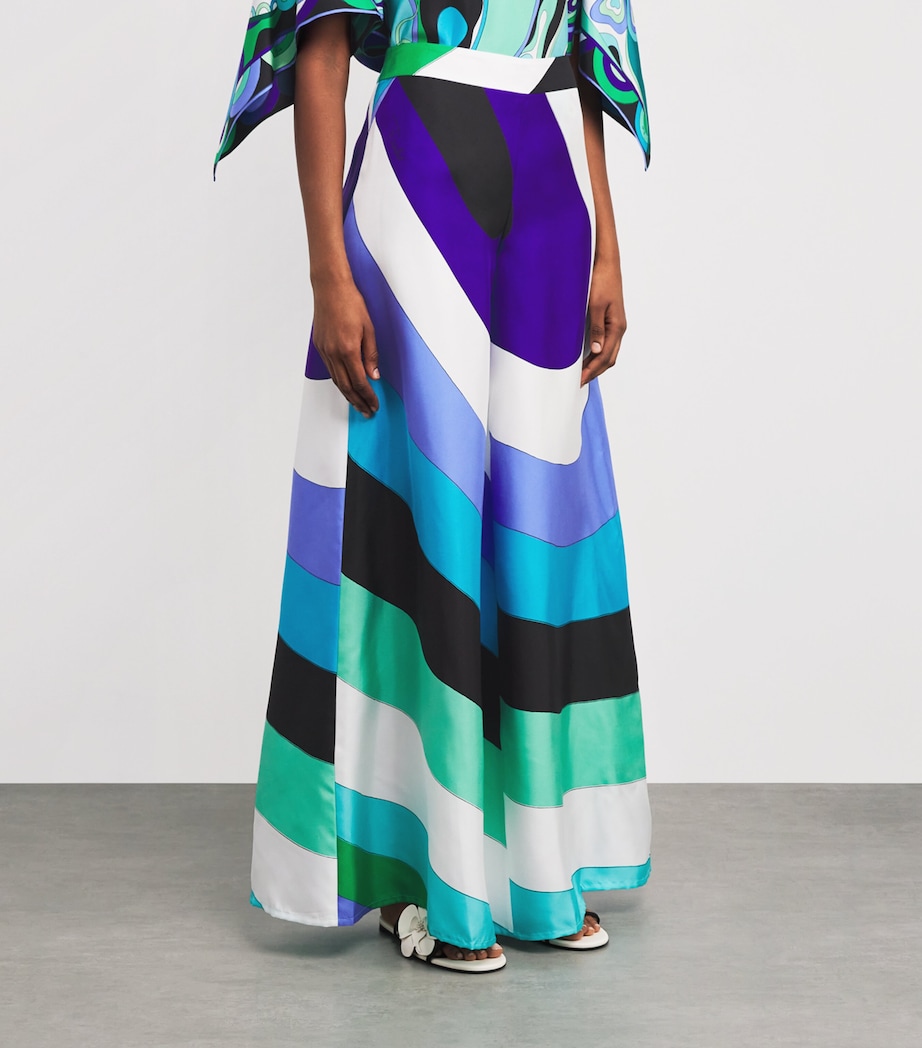 Silk Wide-Leg Trousers 050 VERDE/LILLA Image 3