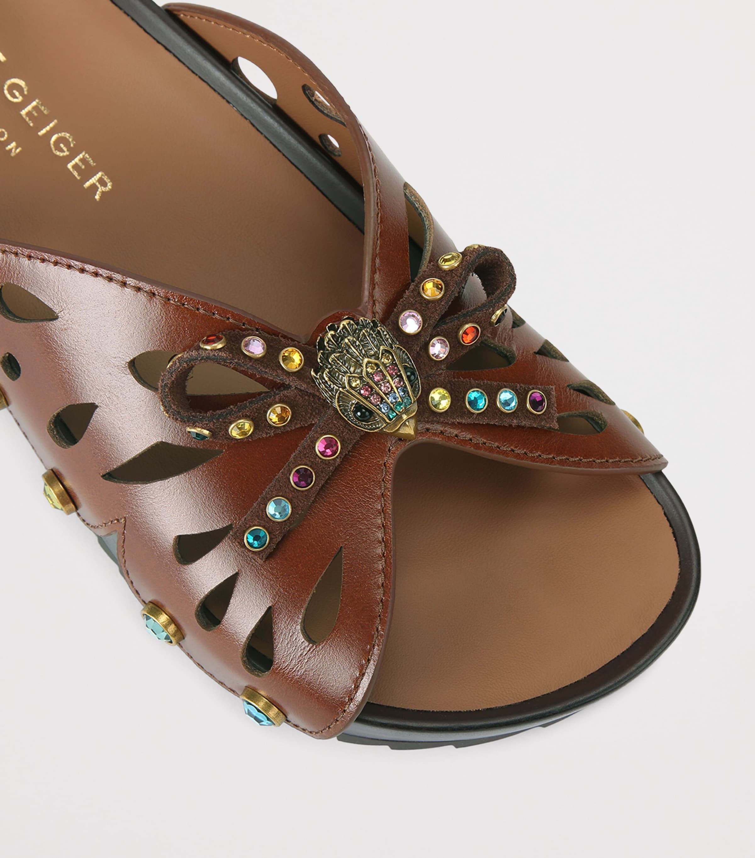 Kurt Geiger London Leather Boho Butterfly Sandals Brown Image 2