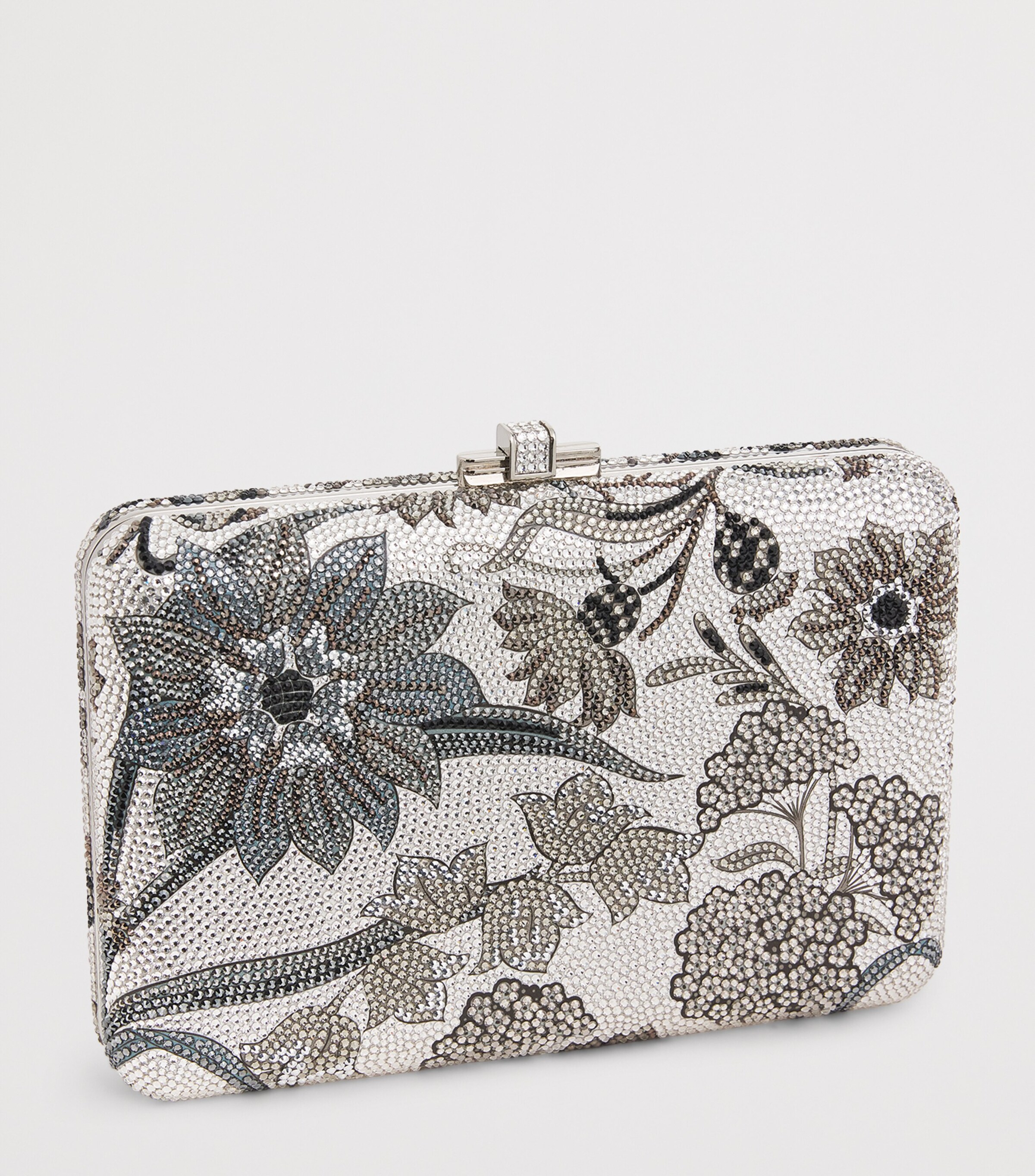 Judith Leiber Dancing Floral Slim Slide Clutch Bag Srhmt Slvr Rhine Mlt Image 3