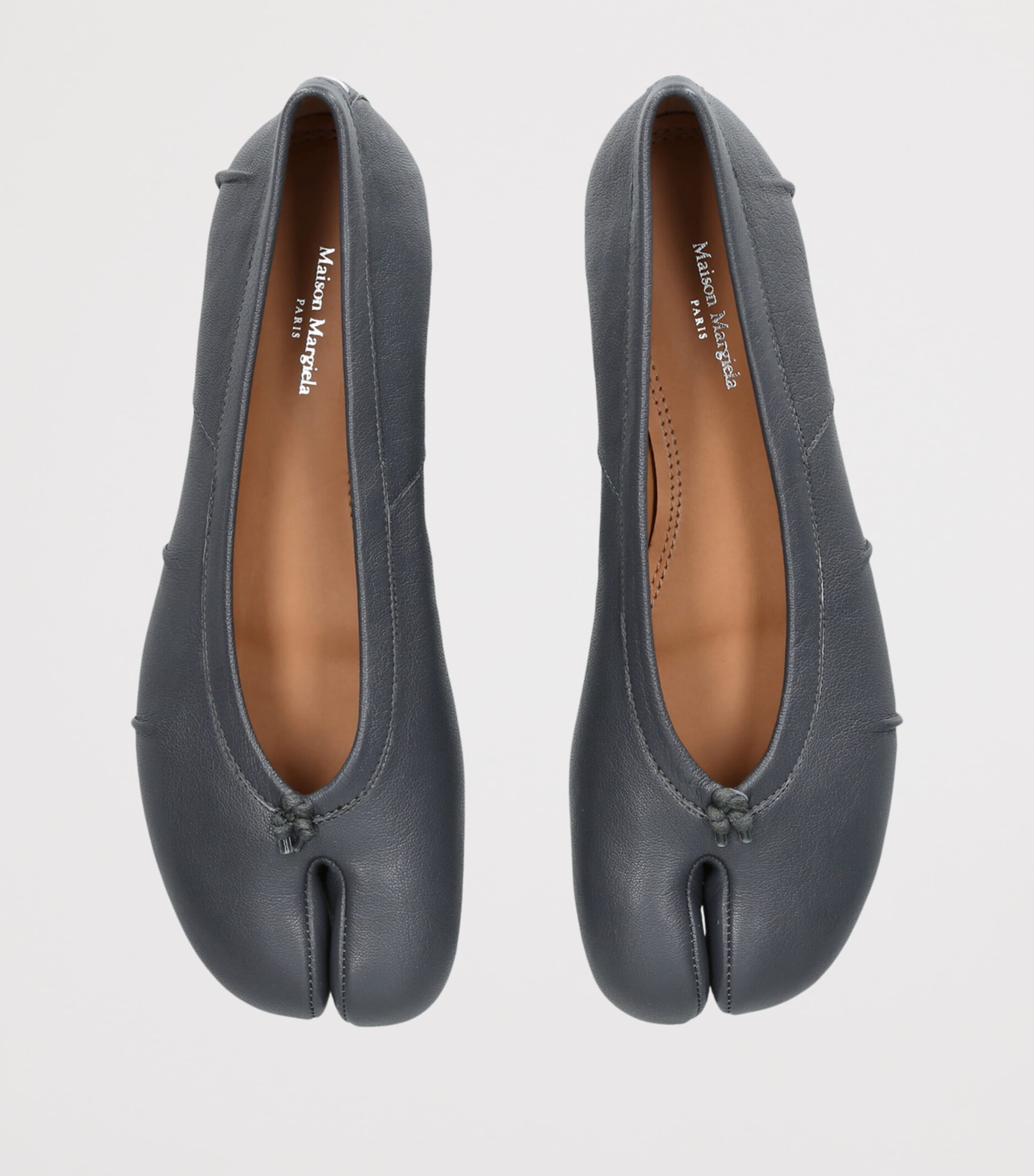 Maison Margiela Grey Leather Tabi Ballet Flats | Harrods US