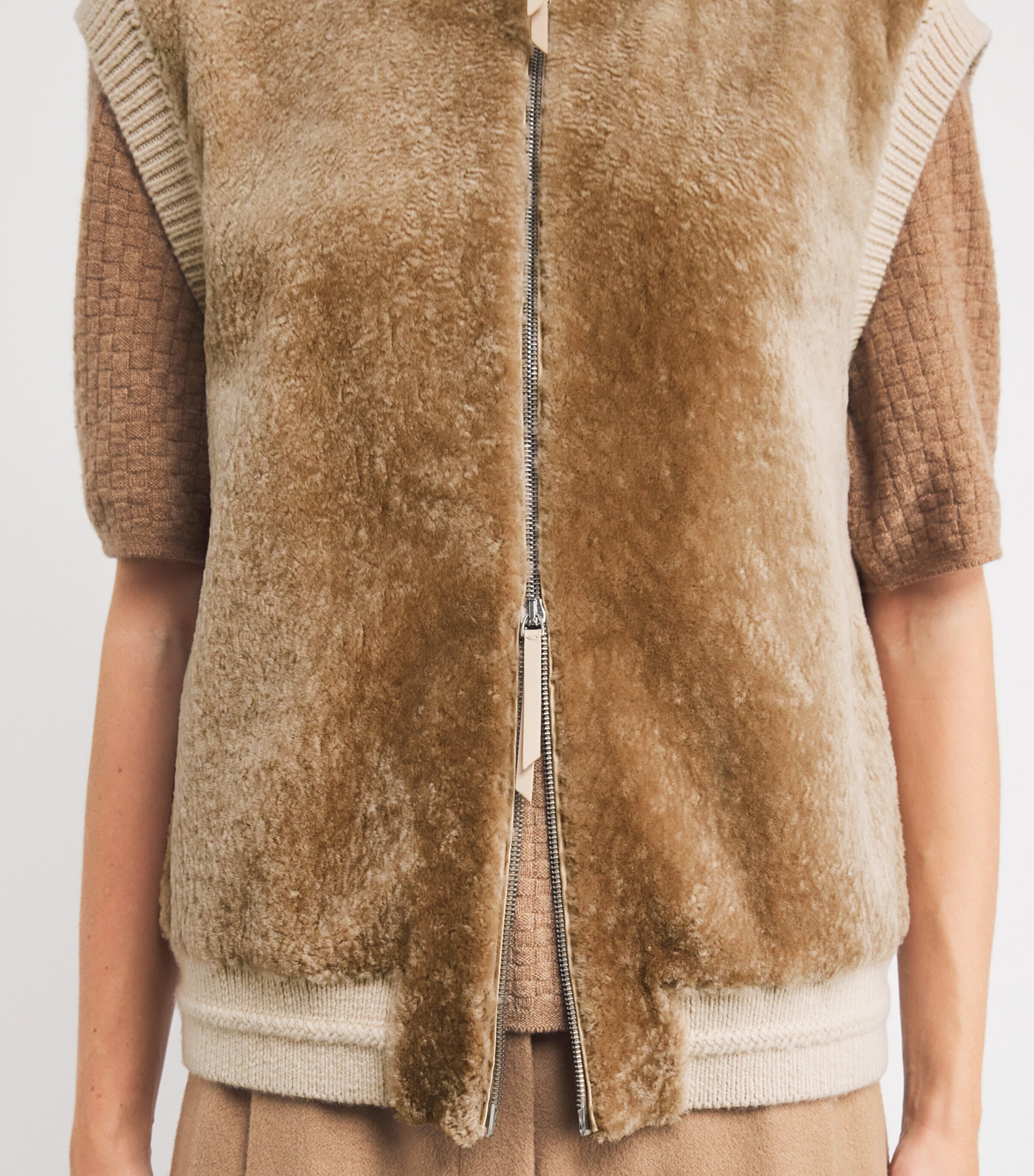 Lafayette 148 Womens Merino Wool-Cashmere Knitted Padded Gilet Natural Image 6