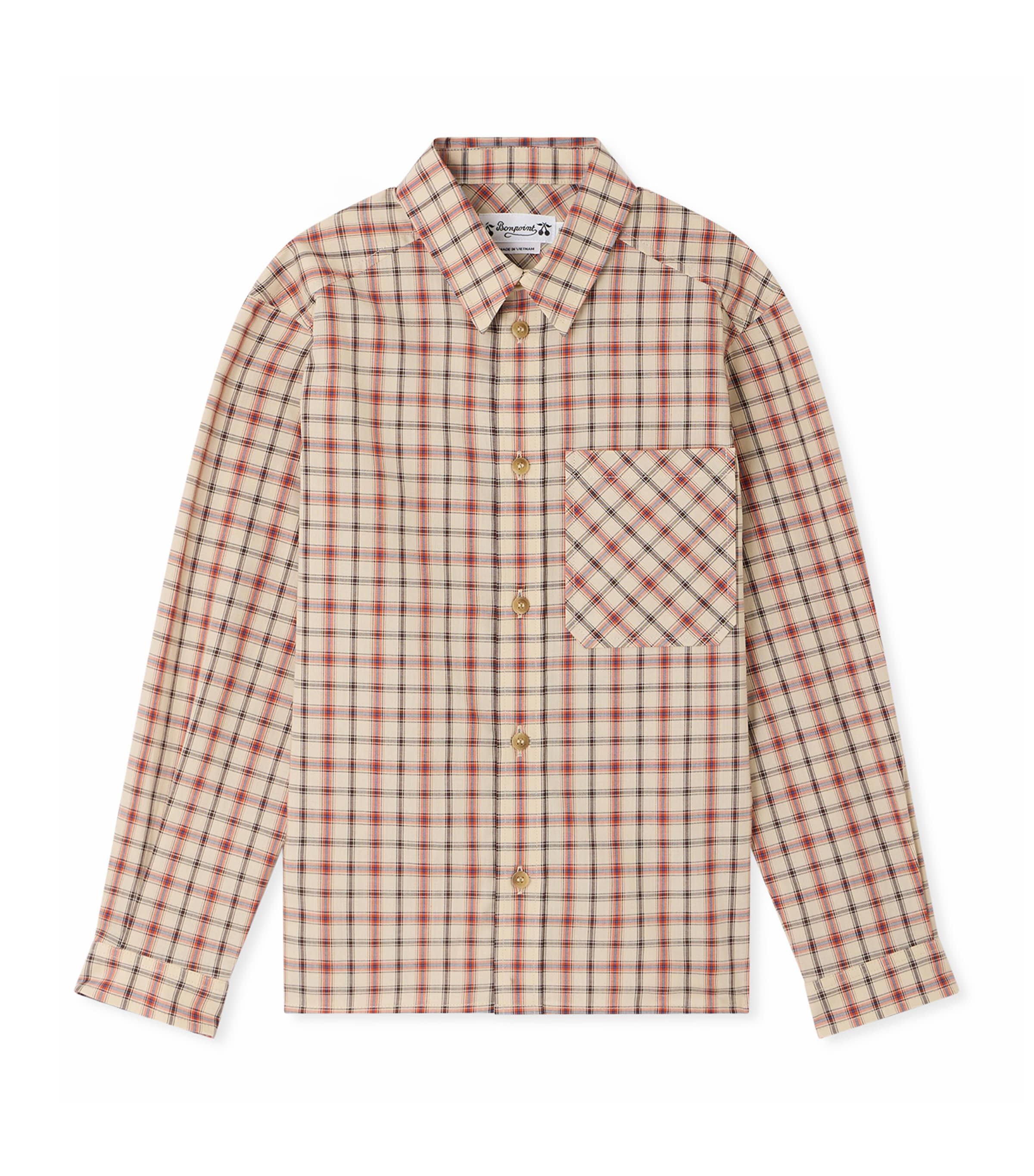 Bonpoint Cotton Check Shirt (4-8 Years) Carreaux Beige Image 1