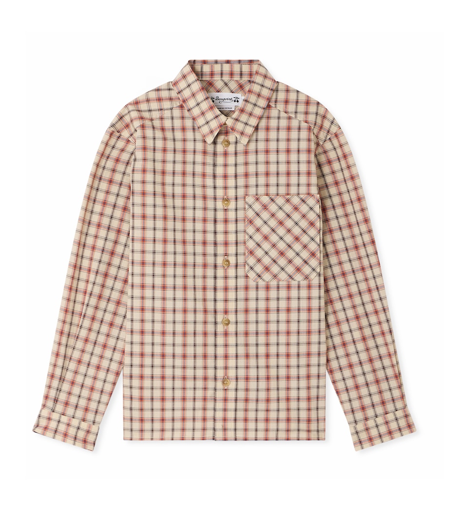 Bonpoint Cotton Check Shirt (4-8 Years) Carreaux Beige Image 1