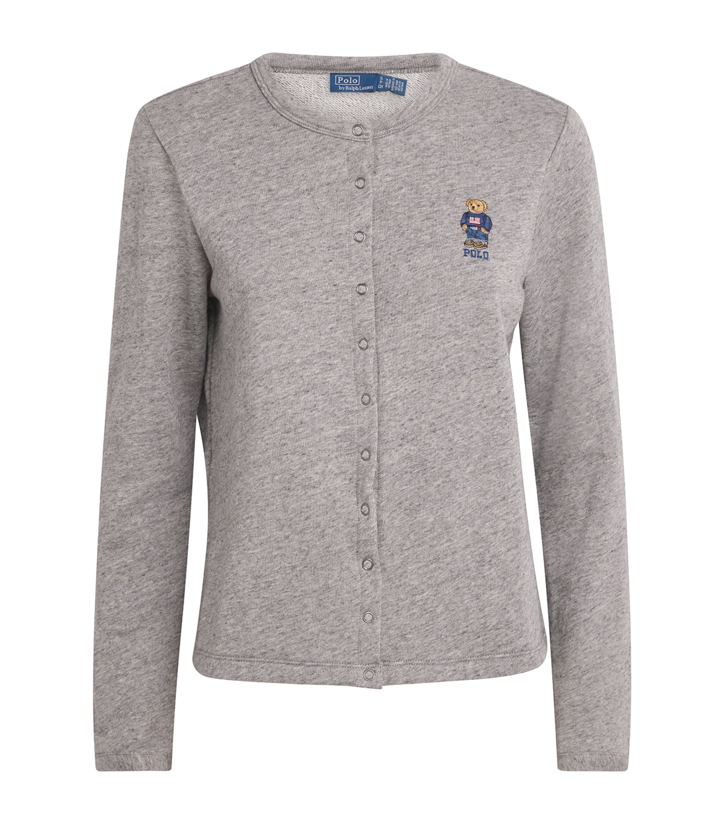Polo Ralph Lauren French Terry Polo Bear Cardigan In Gray