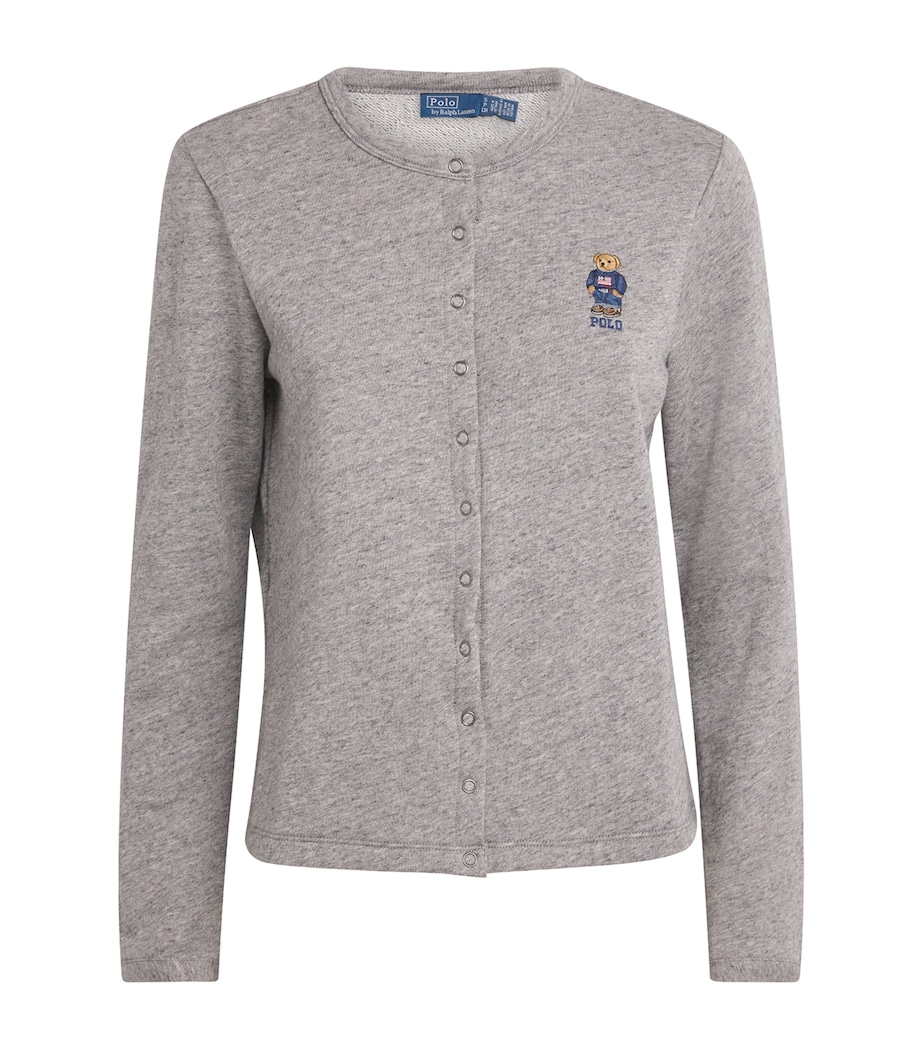 French Terry Polo Bear Cardigan DARK VINTAGE HEATHER Image 1