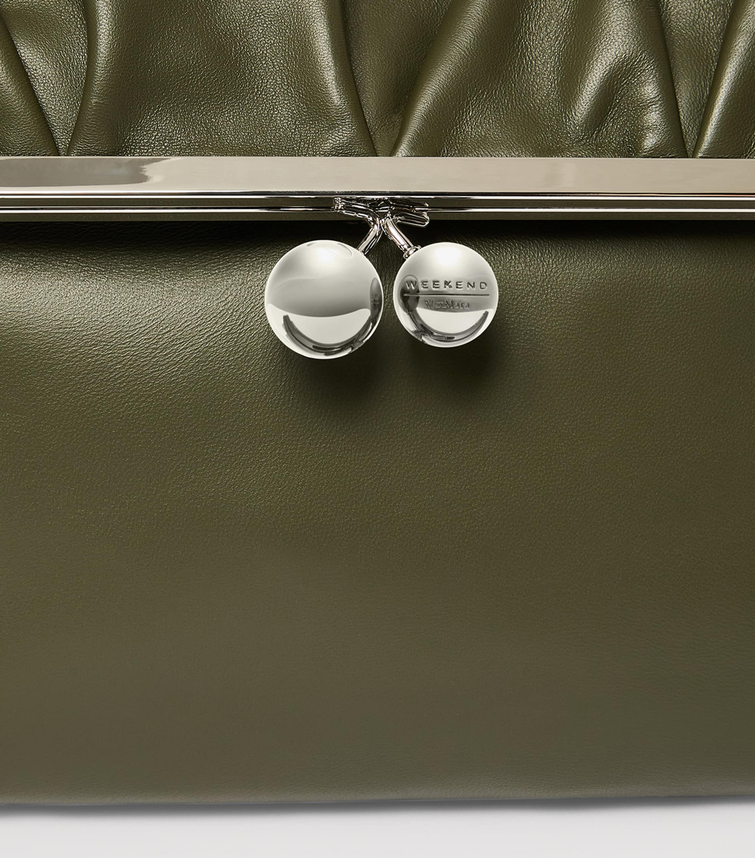 Weekend Max Mara Large Leather Pasticcino Shoulder Bag Dark Green Image 5