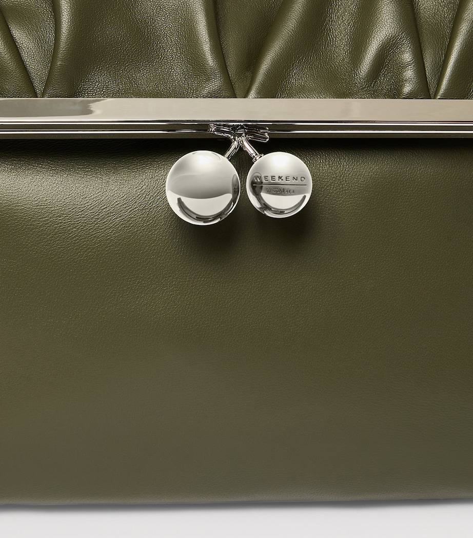 Weekend Max Mara Large Leather Pasticcino Shoulder Bag Dark Green Image 5