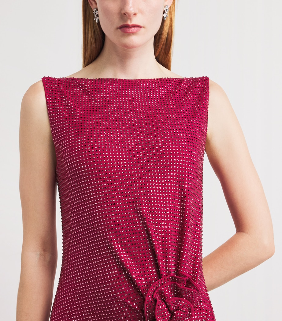 Roland Mouret Womens Diamanté Floral Appliqué Maxi Dress Pink Image 3