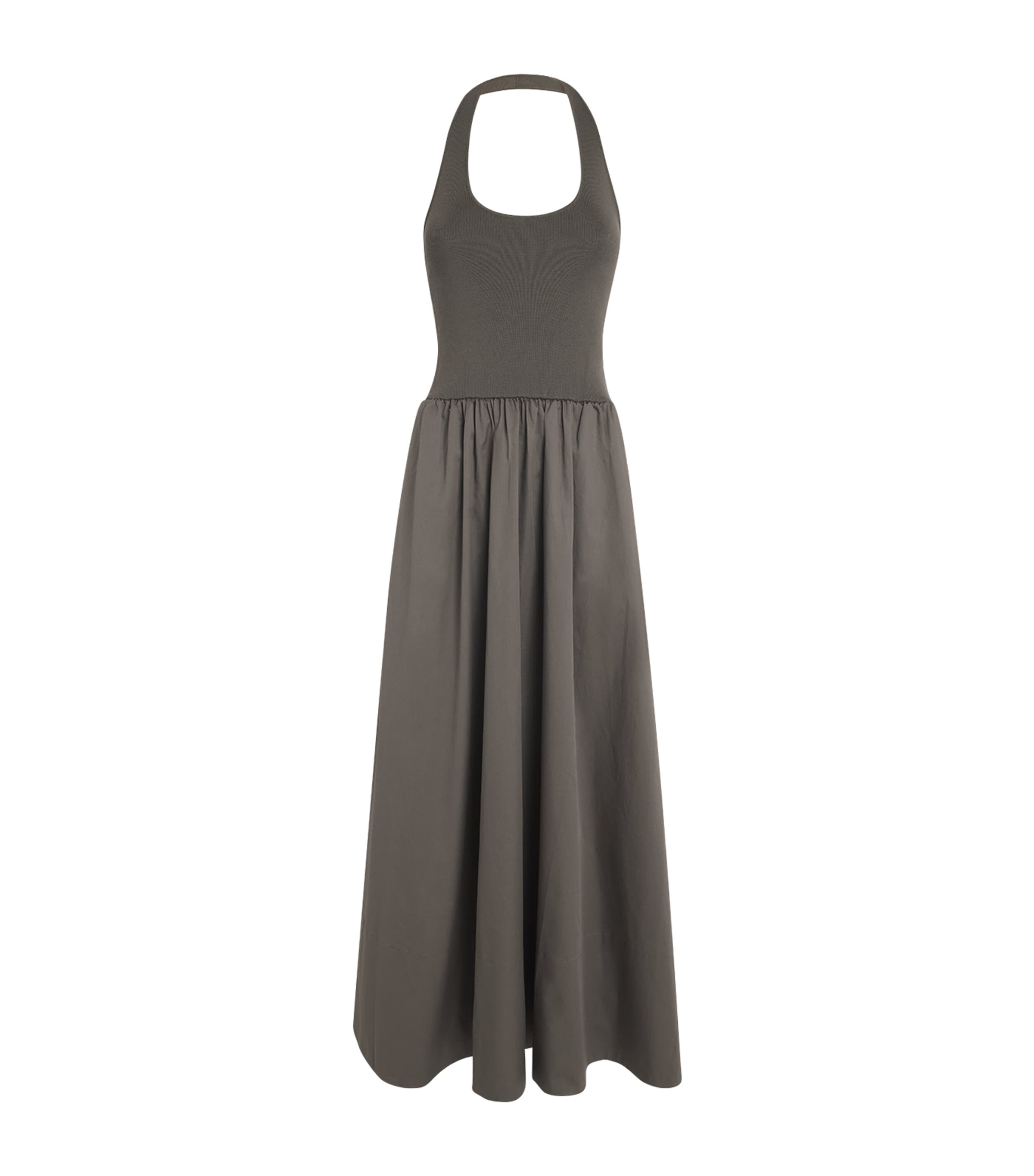 St Agni Gathered Halter Maxi Dress In Green