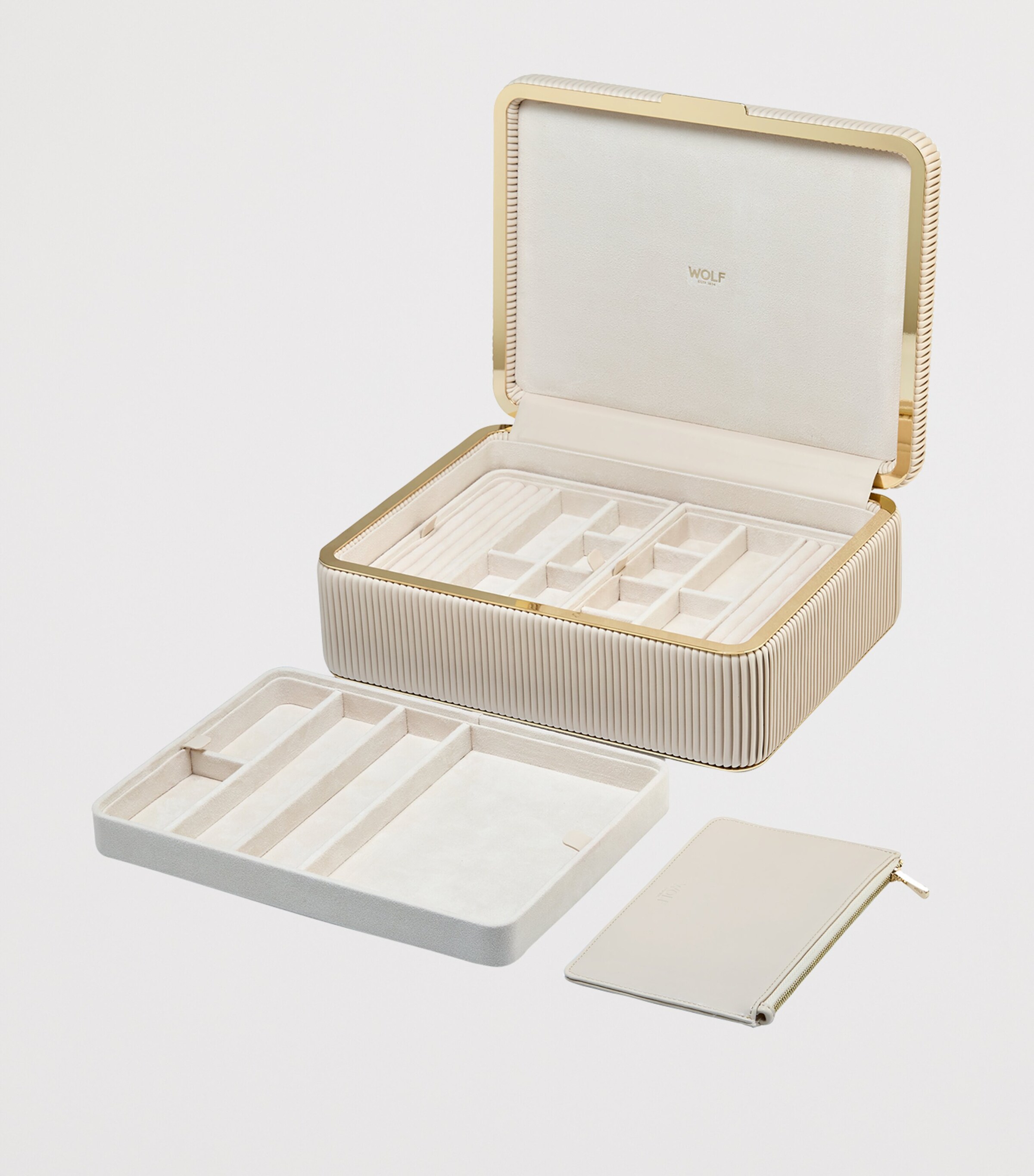 WOLF Large Bella Jewellery Box Bone Image 6