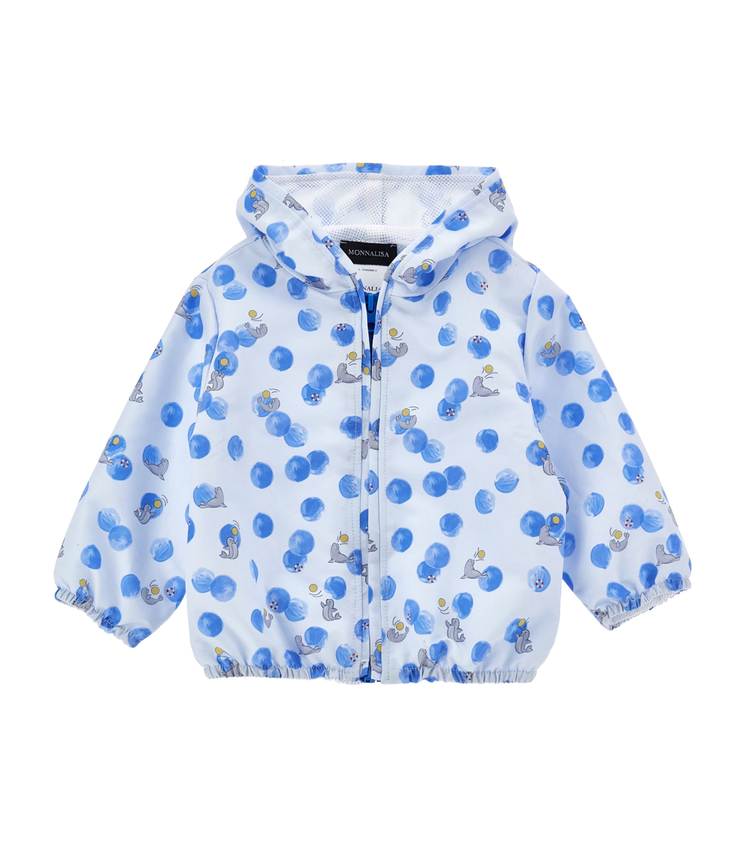 Monnalisa Seal Print Jacket In Turquoise