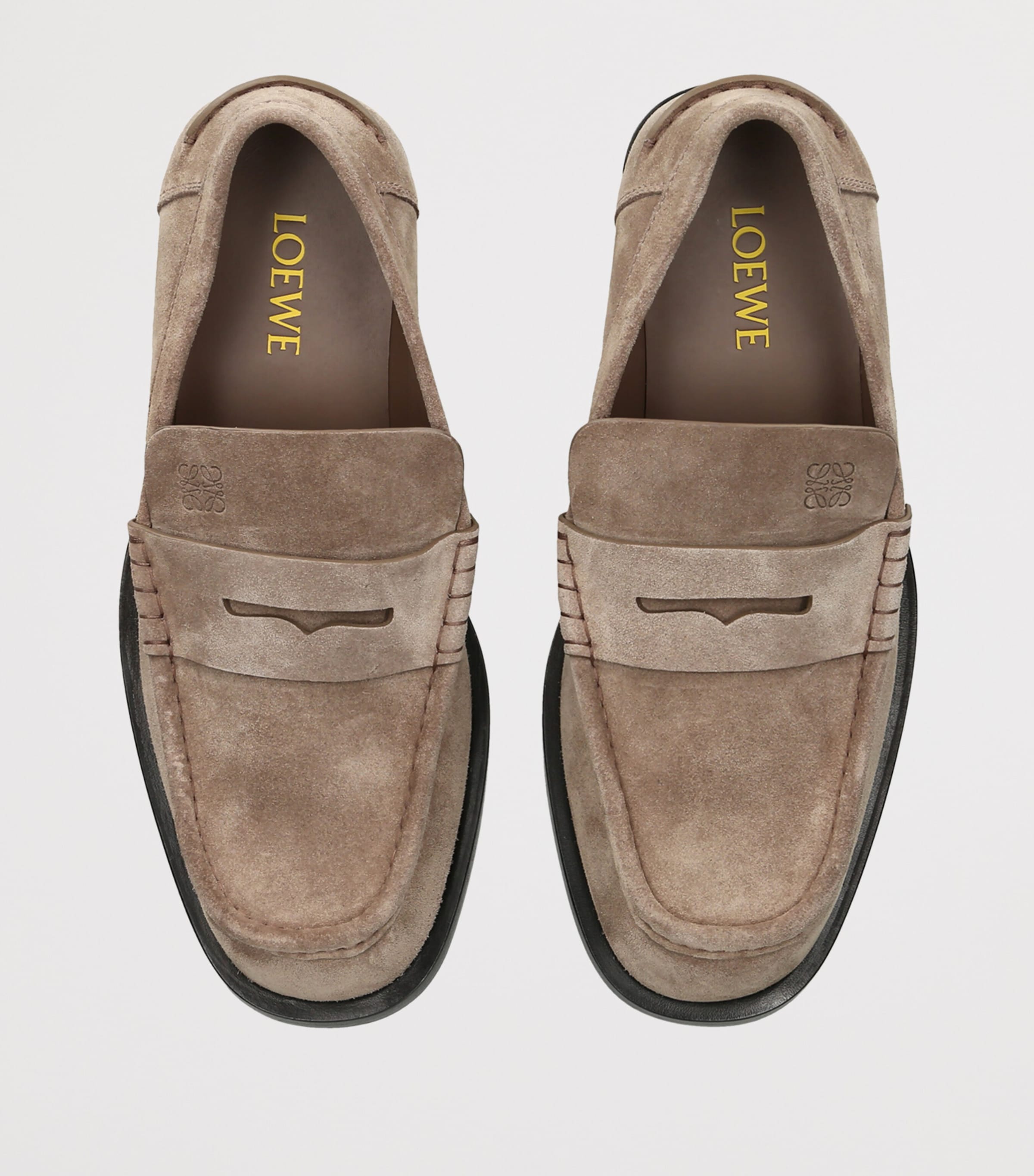 LOEWE Suede Bobine Loafers Taupe Image 4