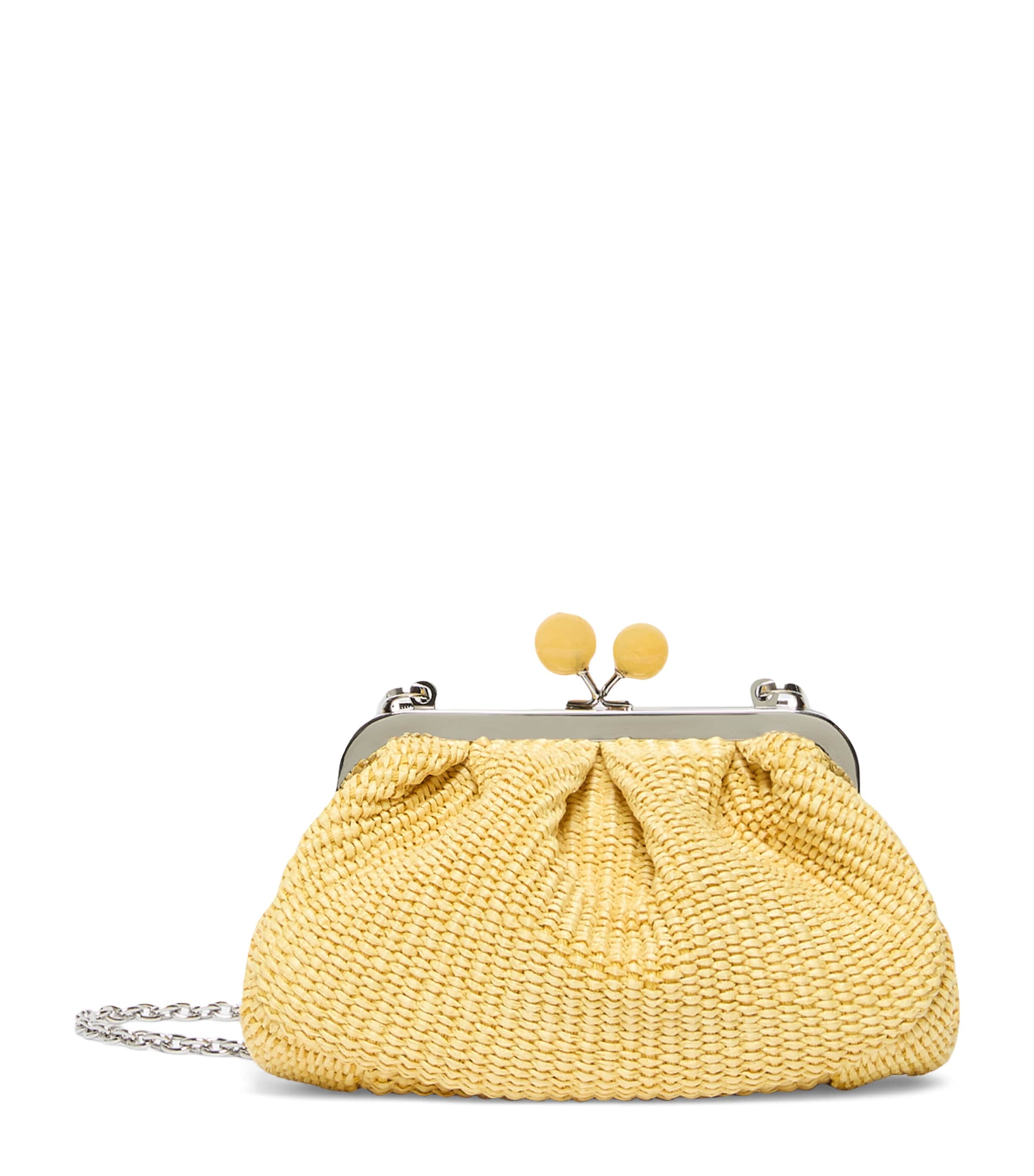 Weekend Max Mara Small Woven Pasticcino Clutch Bag Yellow Image 1