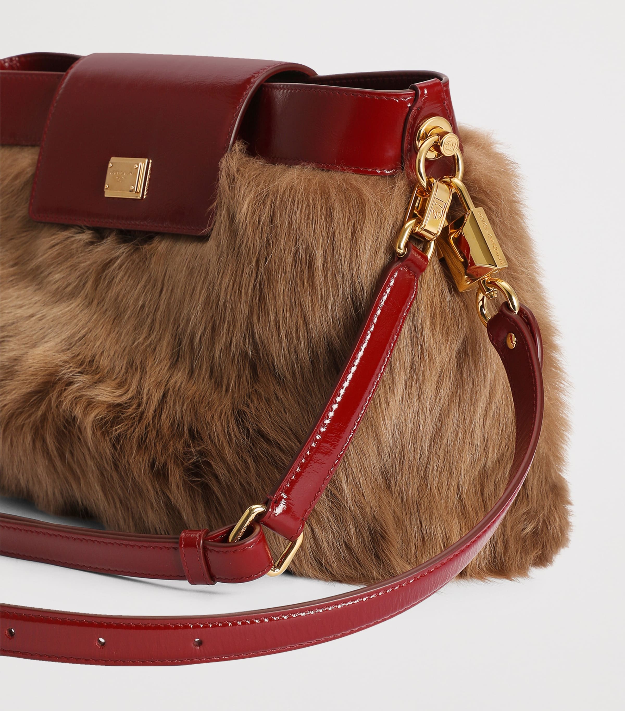 Dolce&Gabbana Fur and Leather Vittoria Shoulder Bag Rosa Anti Image 4
