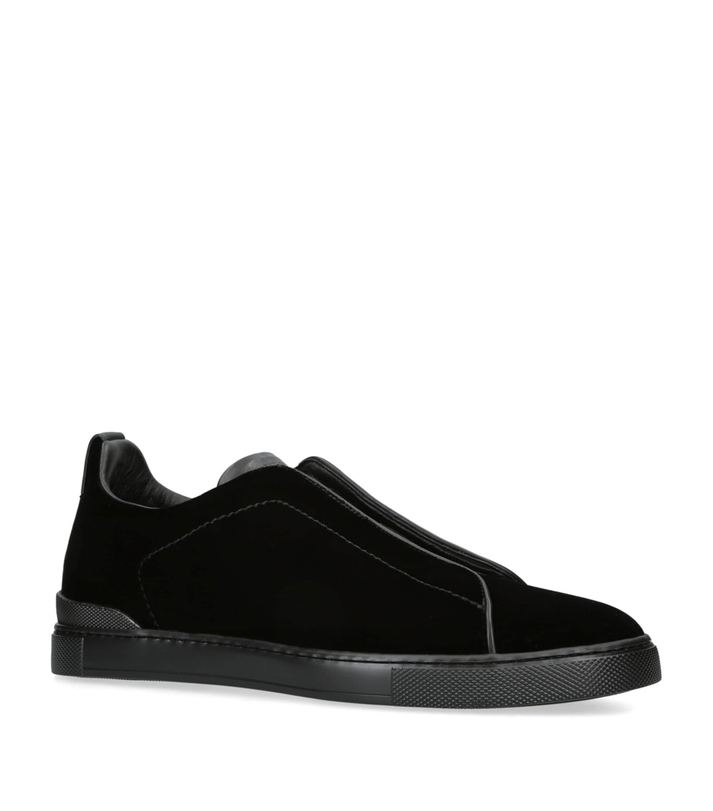 Velvet Triple Stitch Sneakers BLACK Image 3
