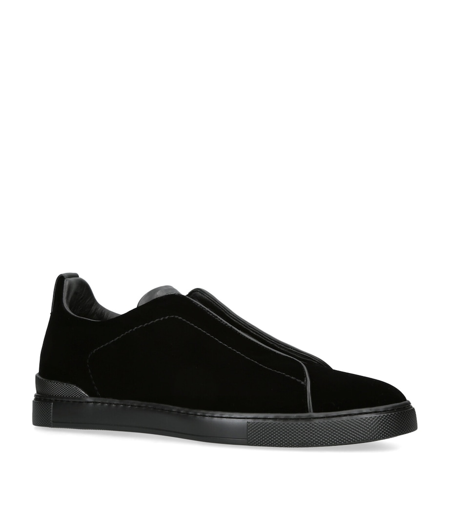 Velvet Triple Stitch Sneakers BLACK Image 3