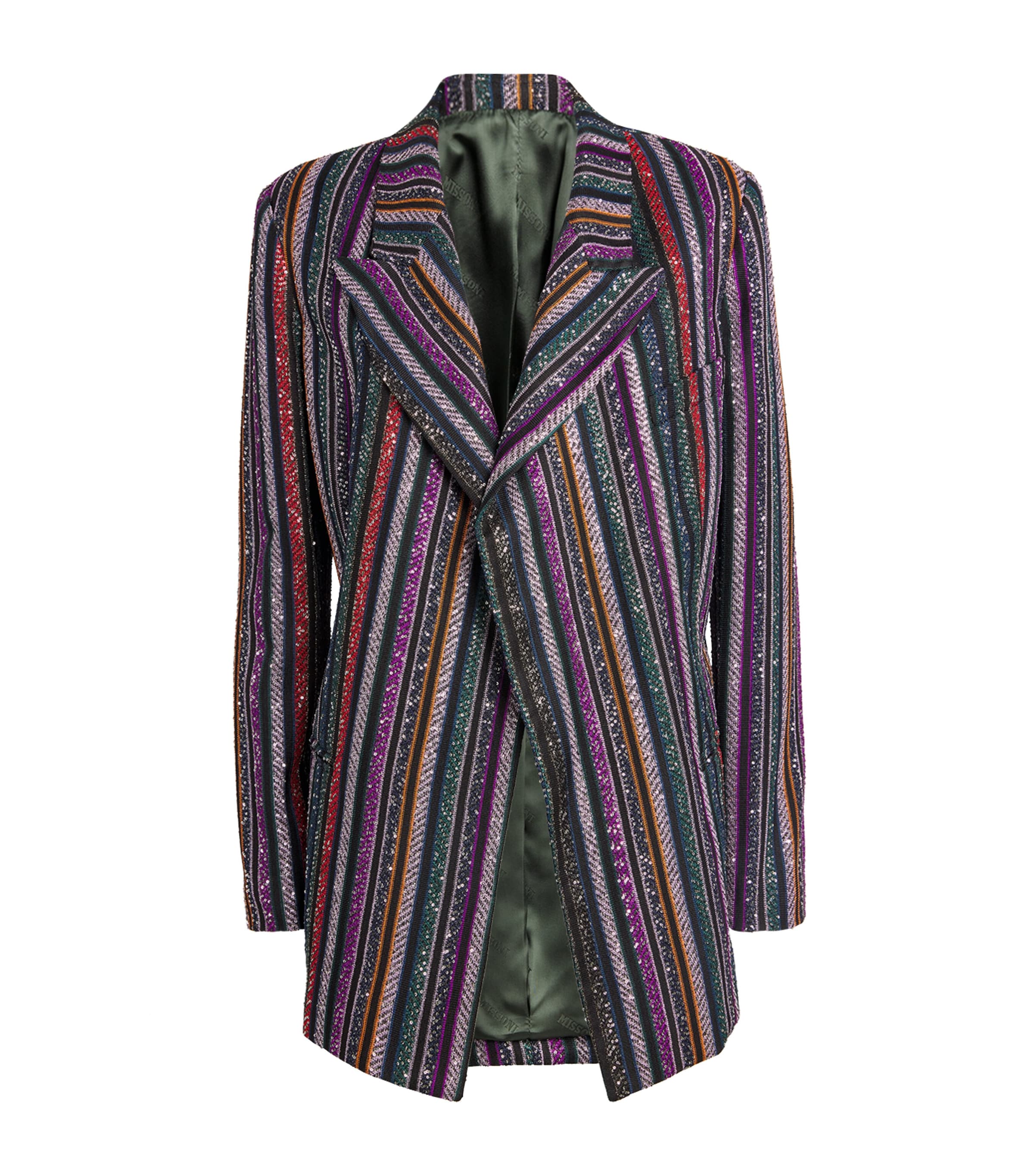 Missoni Single-breasted Blazer With Herringbone Stripe Knit In Gray