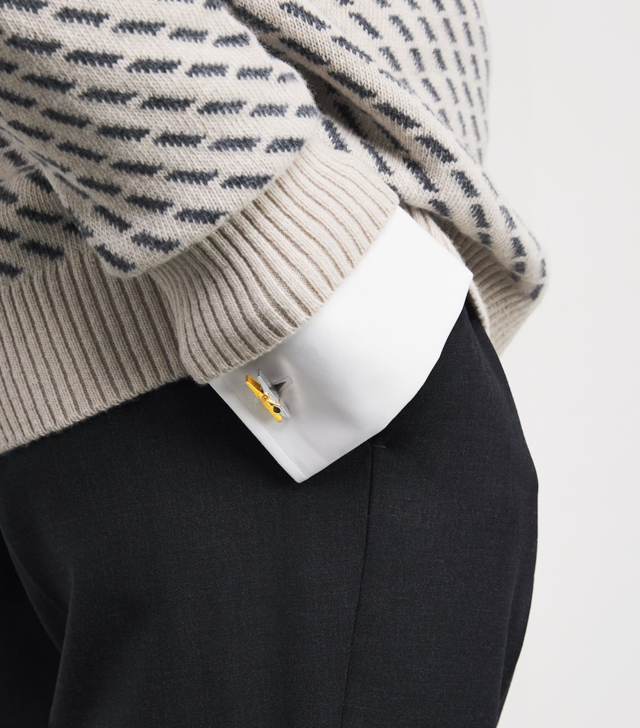 Sterling Silver Mayfair Peg Cufflinks SIL & GLD COLOUR Image 2