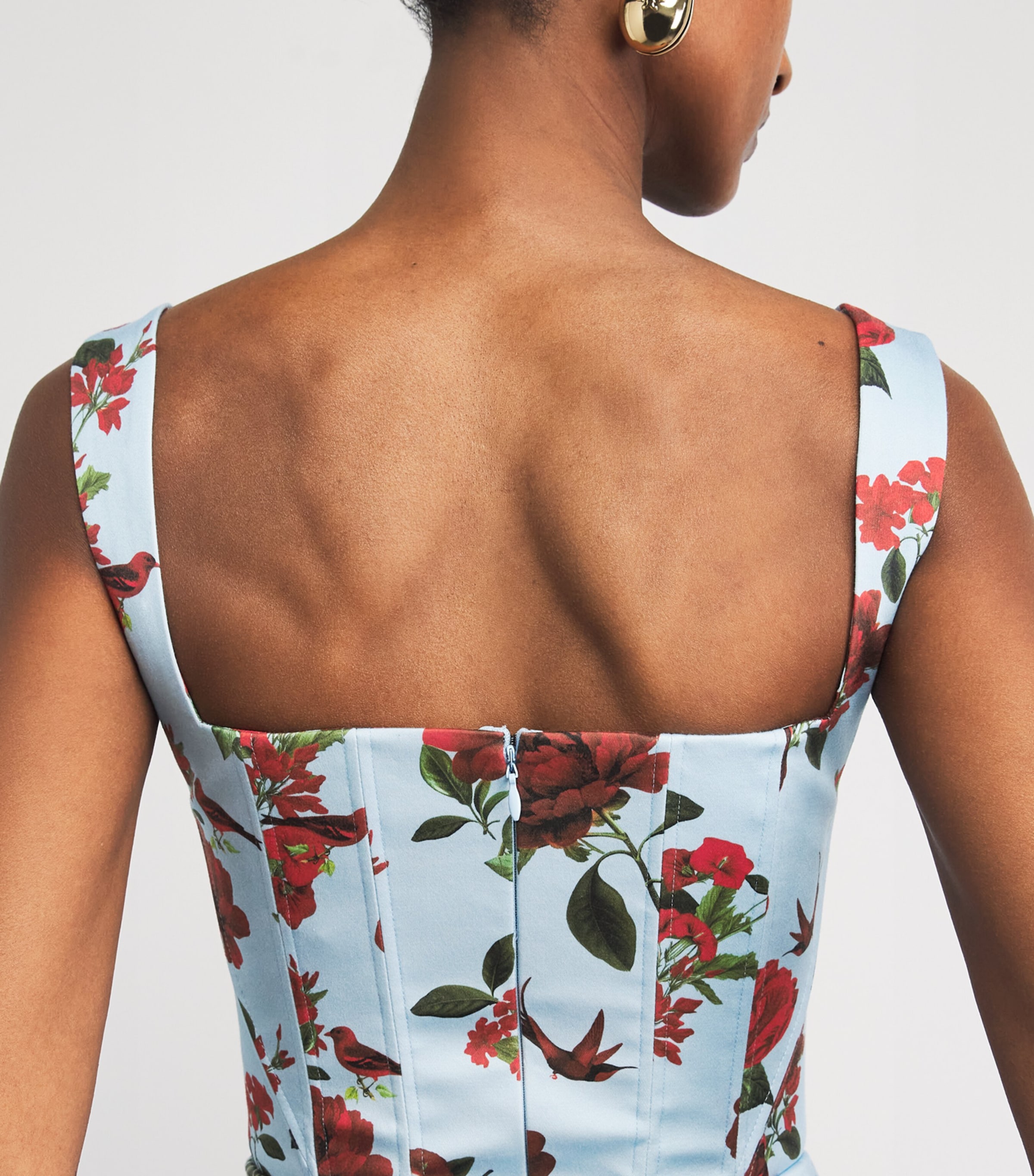 Alice+Olivia Womens Floral Dorothea Gown Amrcn Bty Crlna Blue Image 5